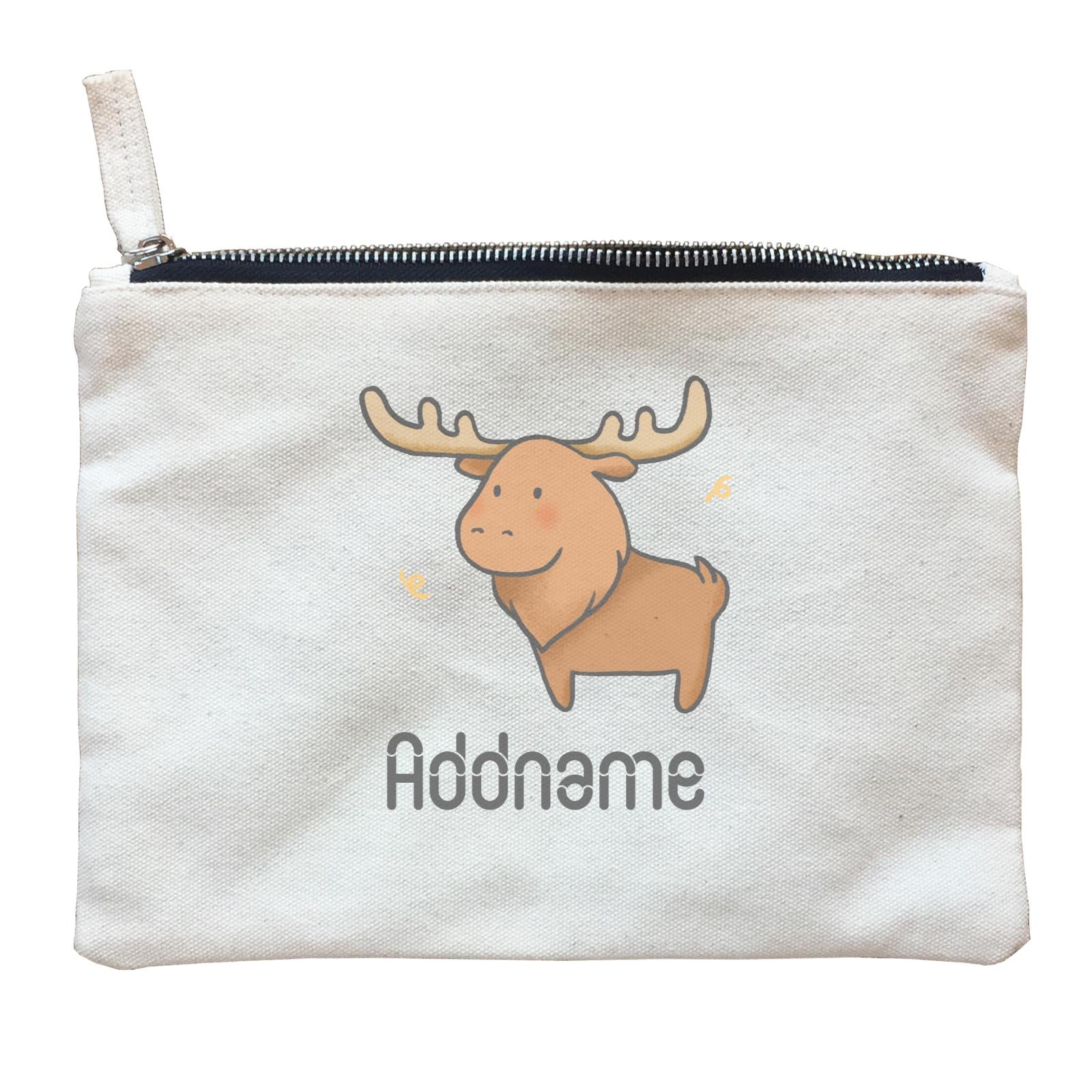 Cute Hand Drawn Style Moose Addname Zipper Pouch