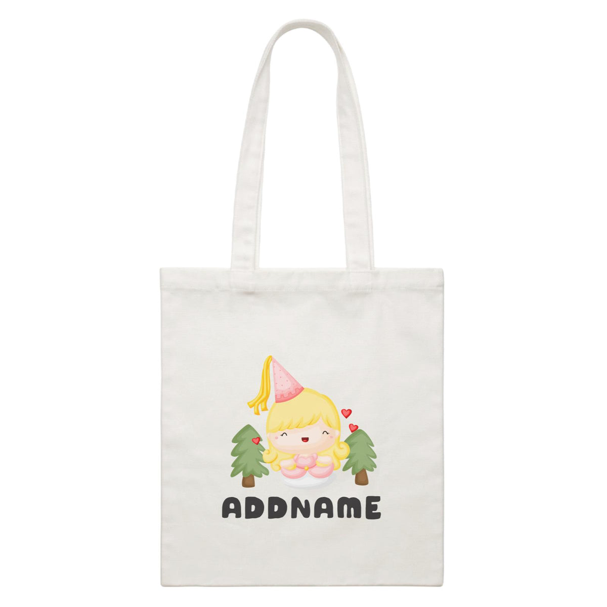 Birthday Royal Princess Girl Addname White Canvas Bag