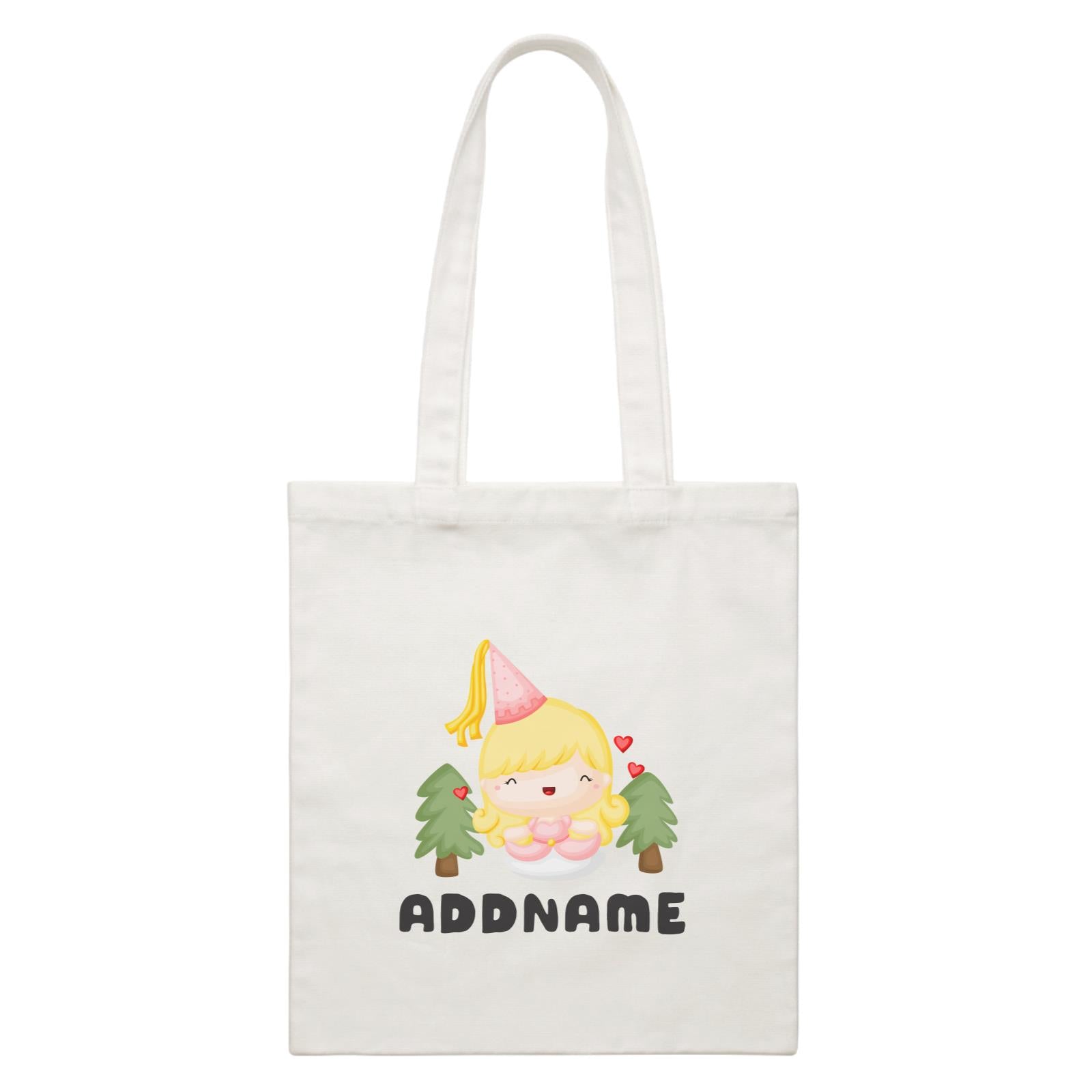 Birthday Royal Princess Girl Addname White Canvas Bag