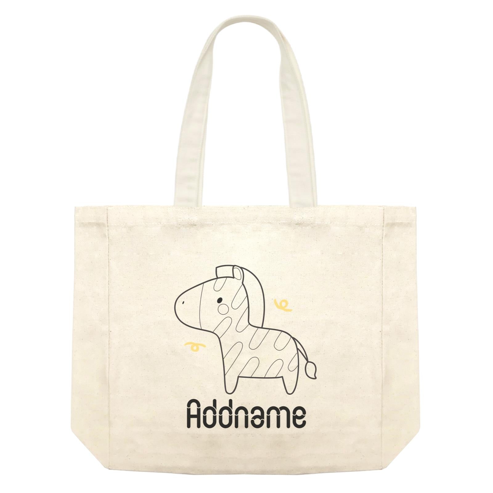 Coloring Outline Cute Hand Drawn Animals Safari Zebra Addname Shopping Bag