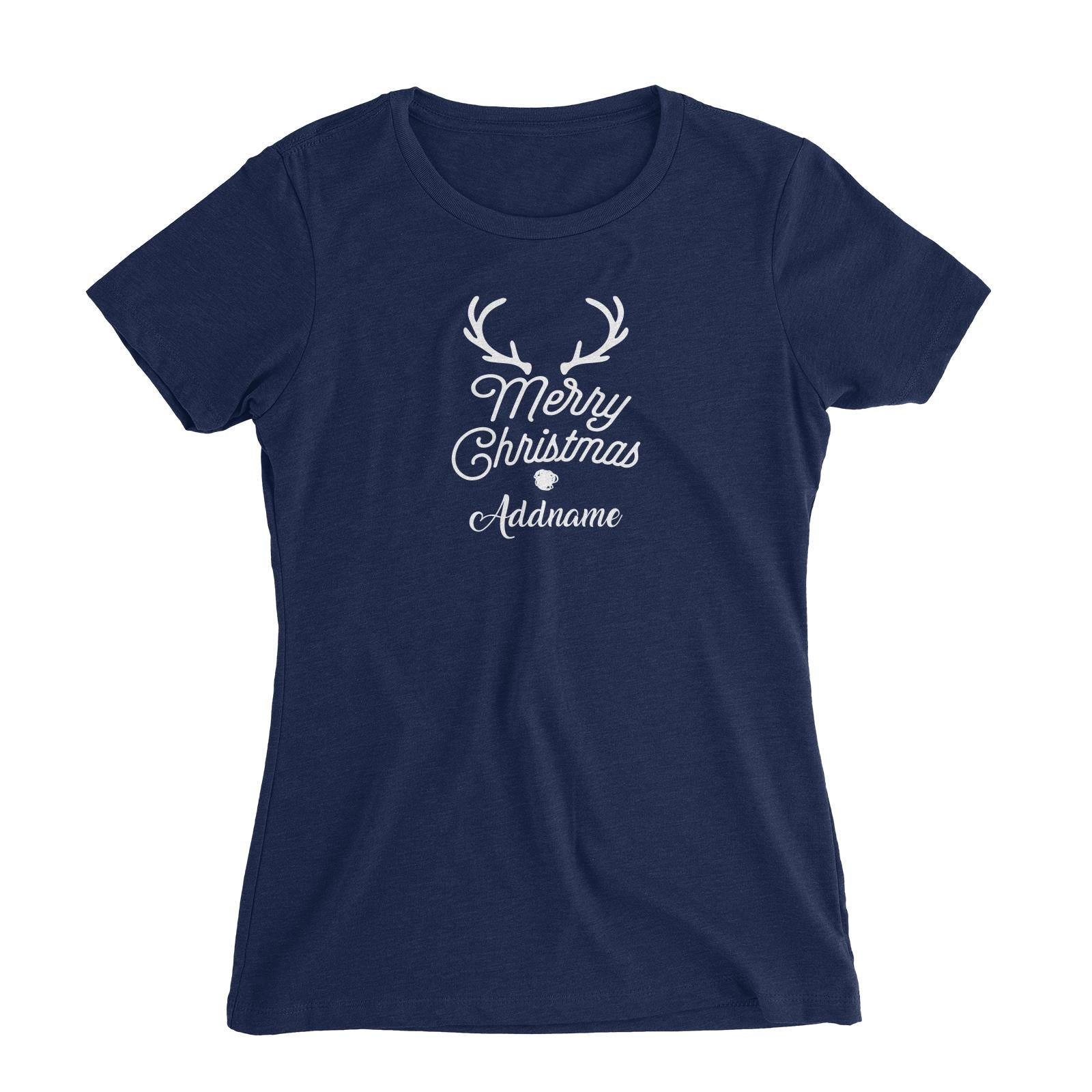 Christmas Series Merry Christmas Antler Merry Christmas Women's Slim Fit T-Shirt