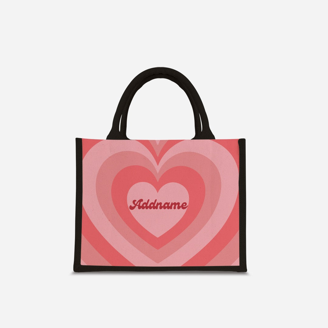 Affection Series Half Lining Small Jute Bag - Blossom Black