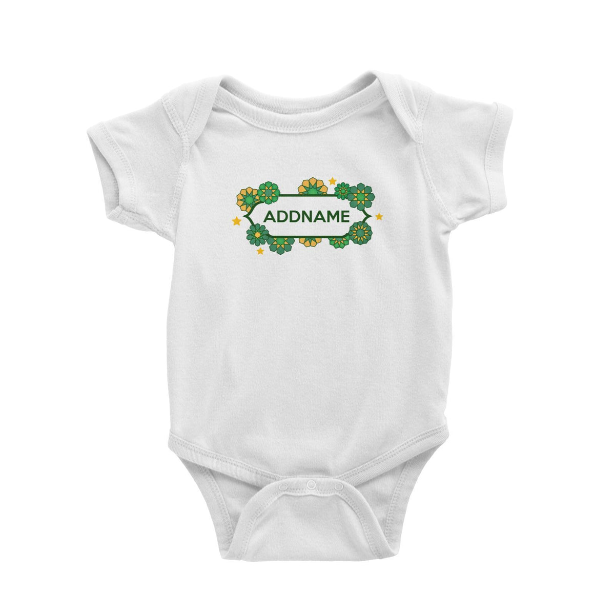 Raya Chest Islamic Geometric Pattern Addname Baby Rompers