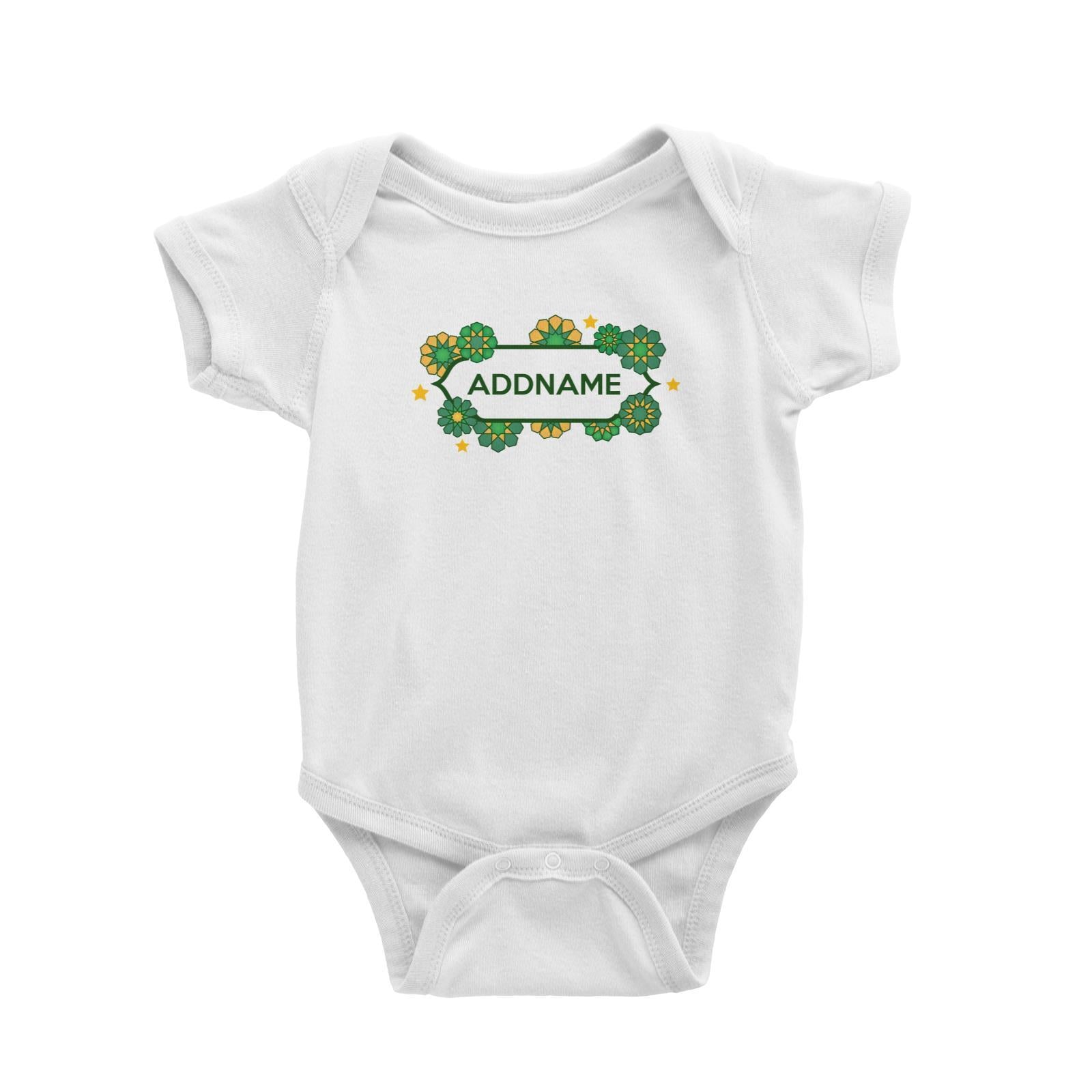 Raya Chest Islamic Geometric Pattern Addname Baby Rompers