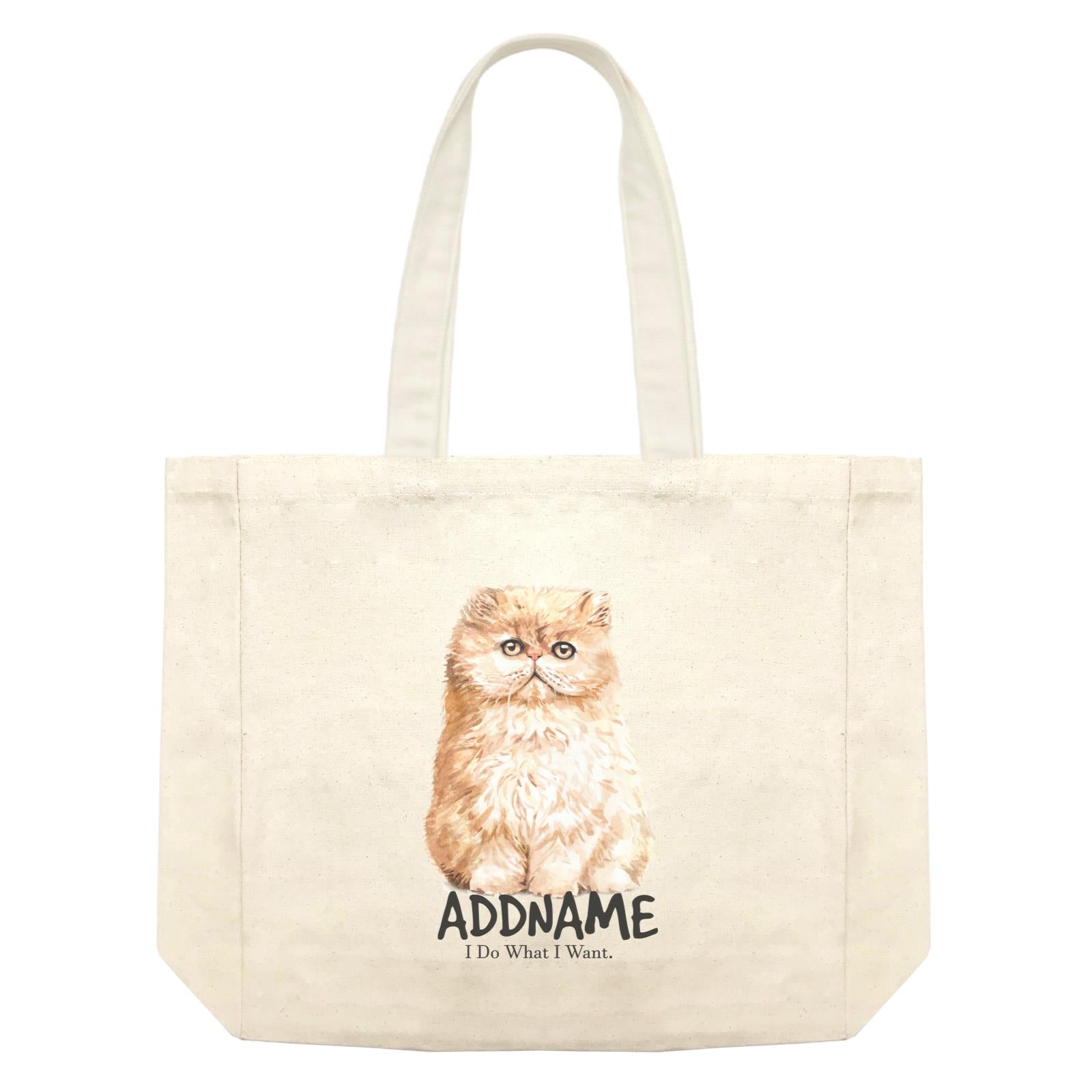 Watercolor Cat Brown Kitten I Do What I WantAddname Shopping Bag