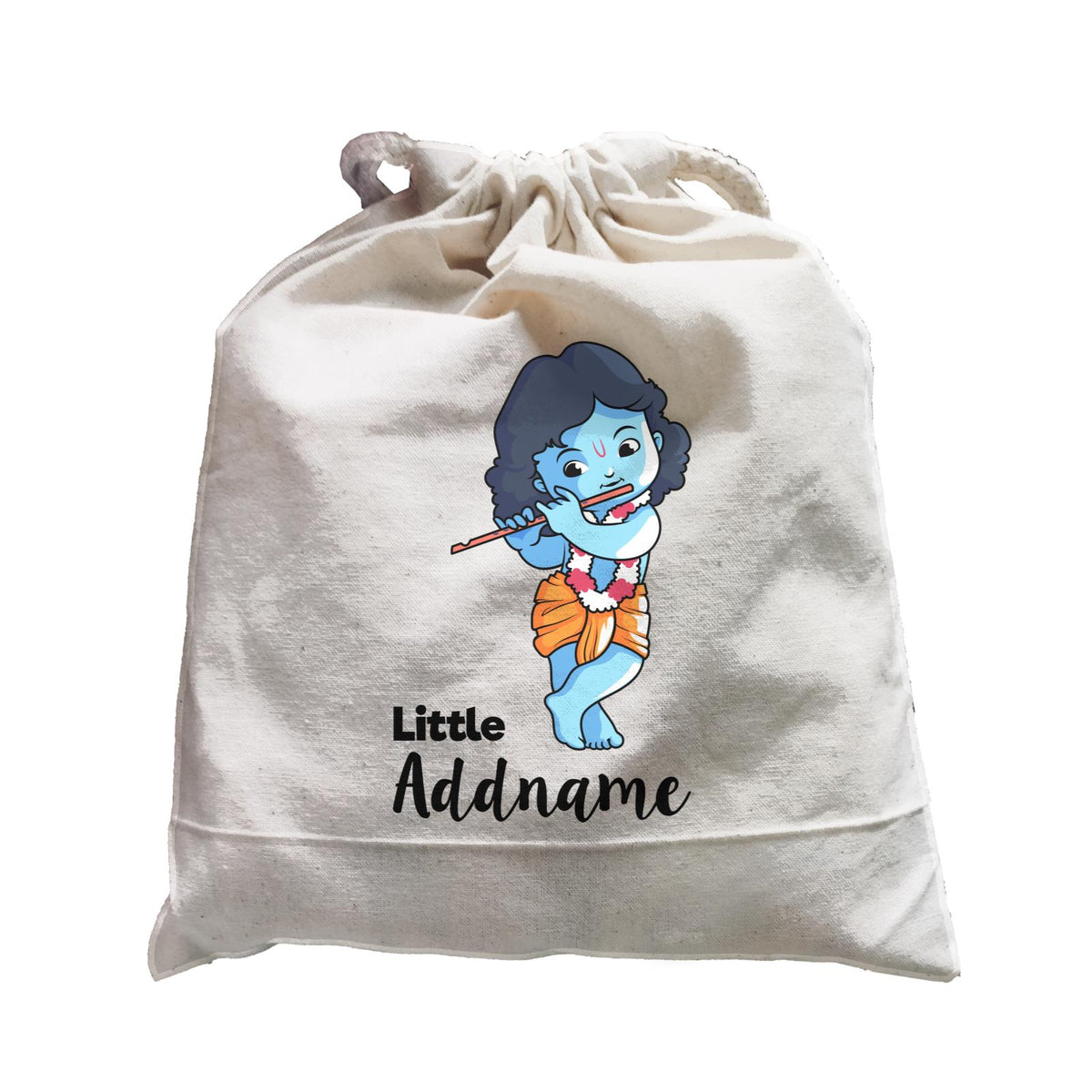 Cute Krishna With Flower Garland Playing Flute Little Addname Satchel