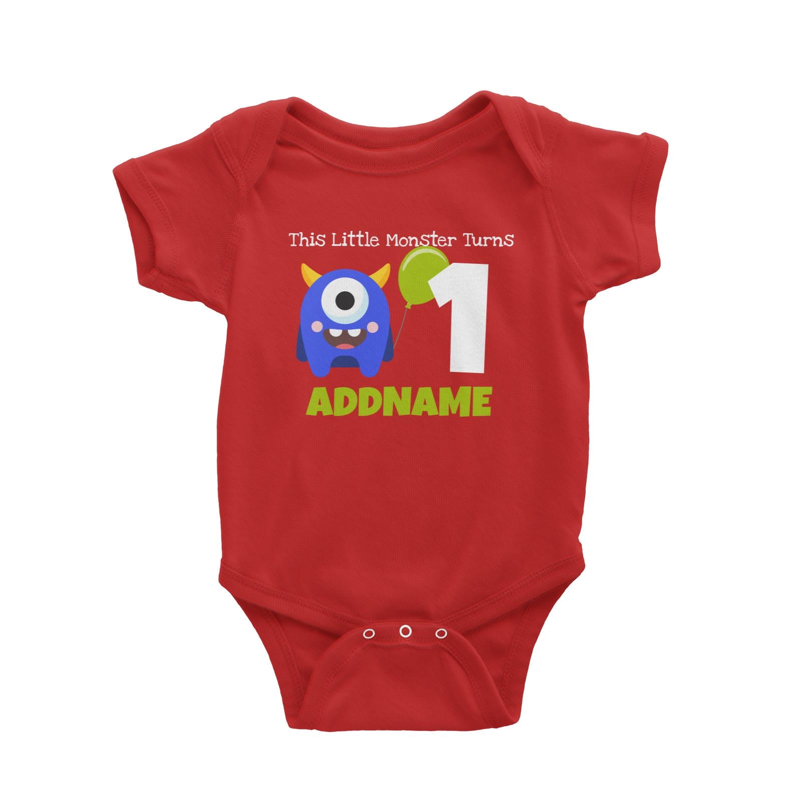 Blue Monster Birthday Theme Personalizable with Name and Number Baby Romper