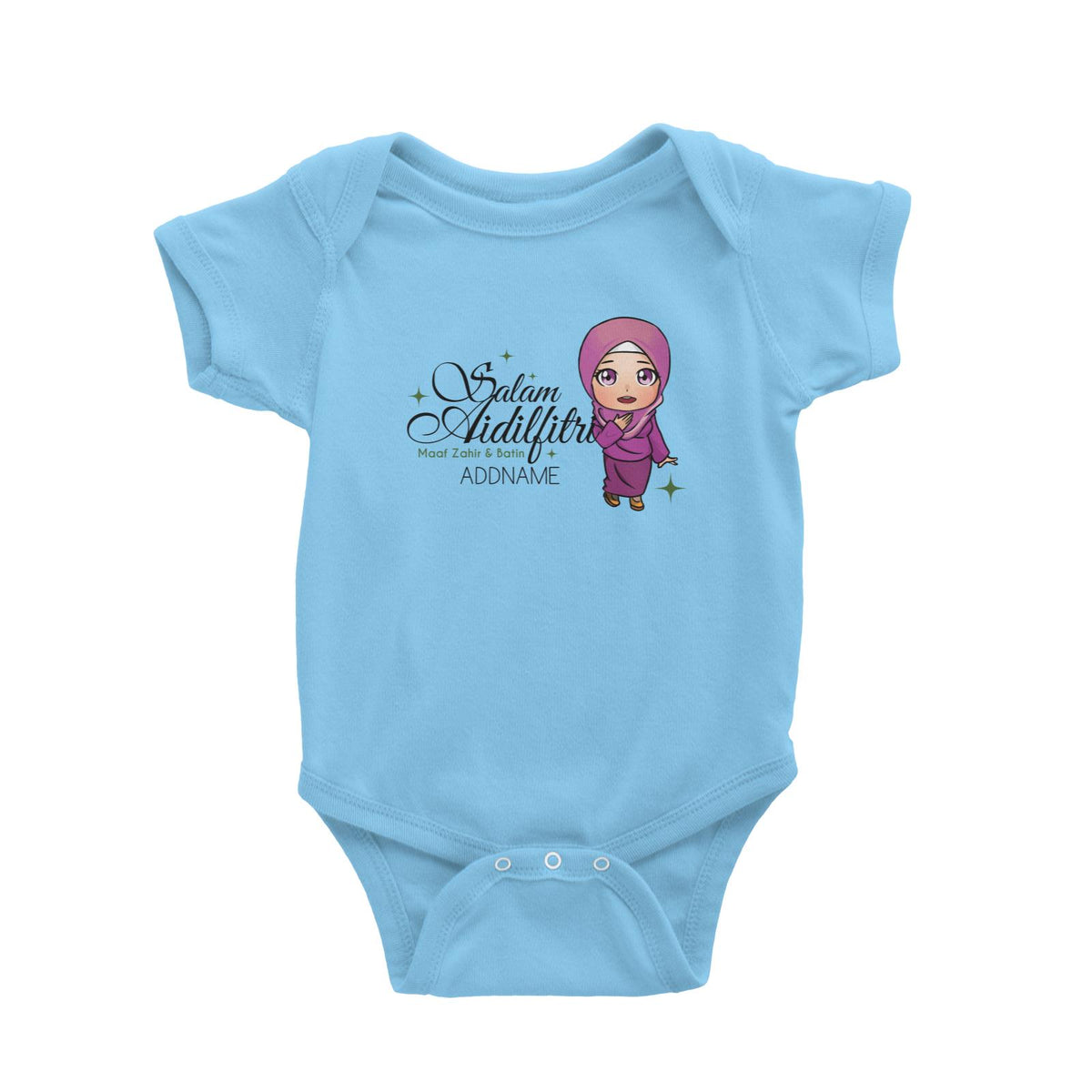 Raya Chibi Wishes Woman Addname Wishes Everyone Salam Aidilfitri Maaf Zahir &amp; Batin Baby Rompers
