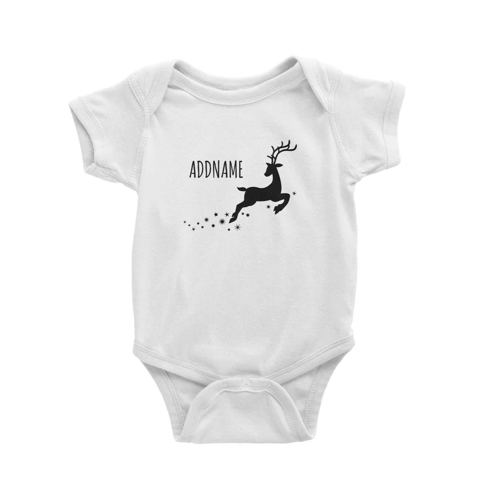 Flying Reindeer Silhouette Addname Baby Romper Christmas Personalizable Designs Animal Matching Family