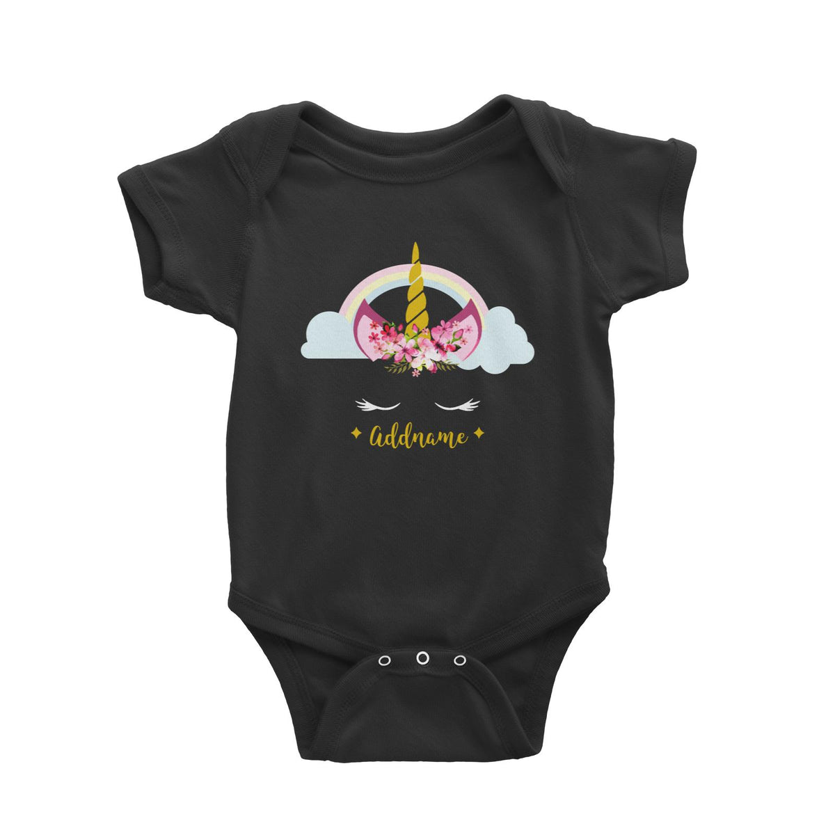 Unicorn Face Girl Addname Baby Romper