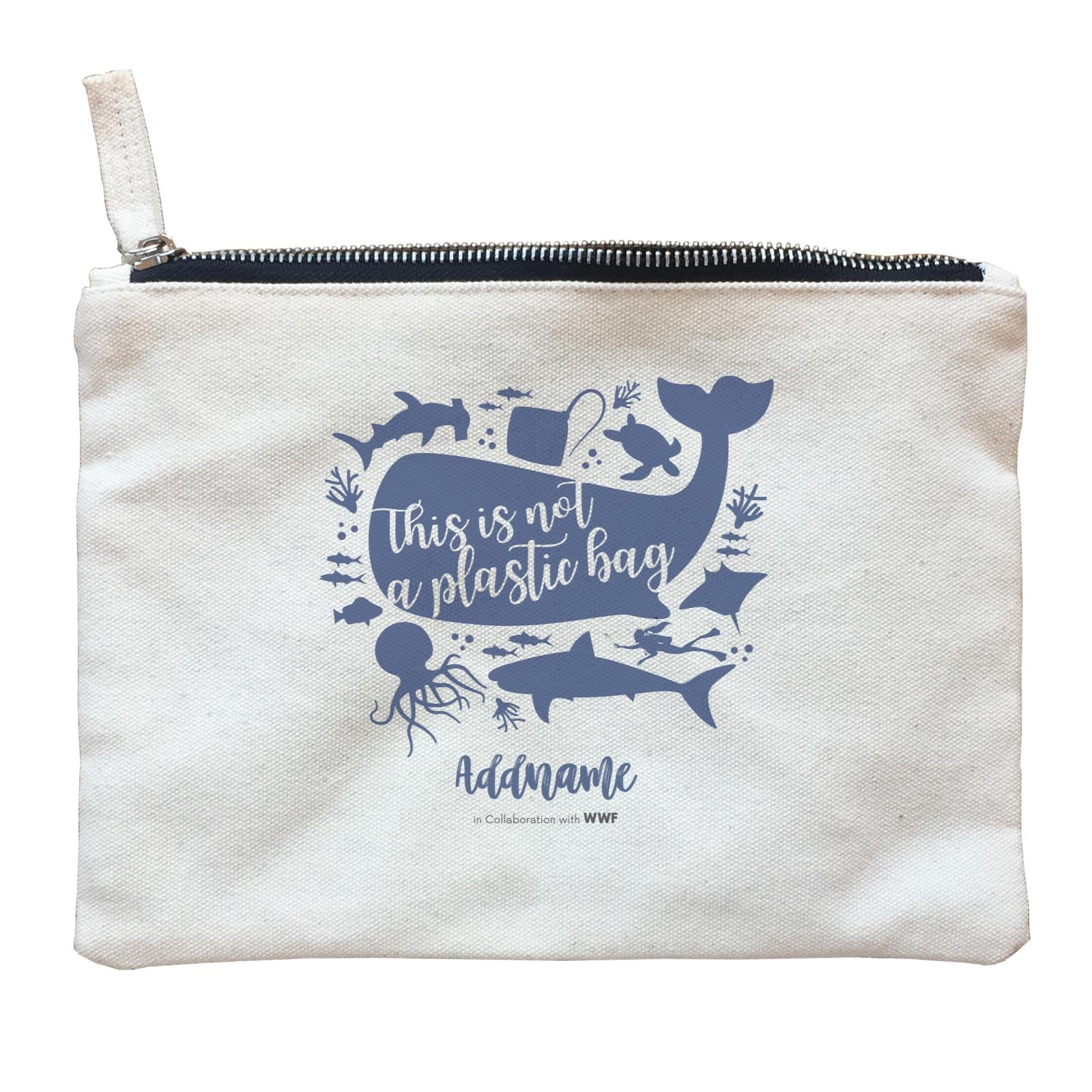 This is Not A Plastic Bag with Sea Animals Silhouette Addname Zipper Pouch