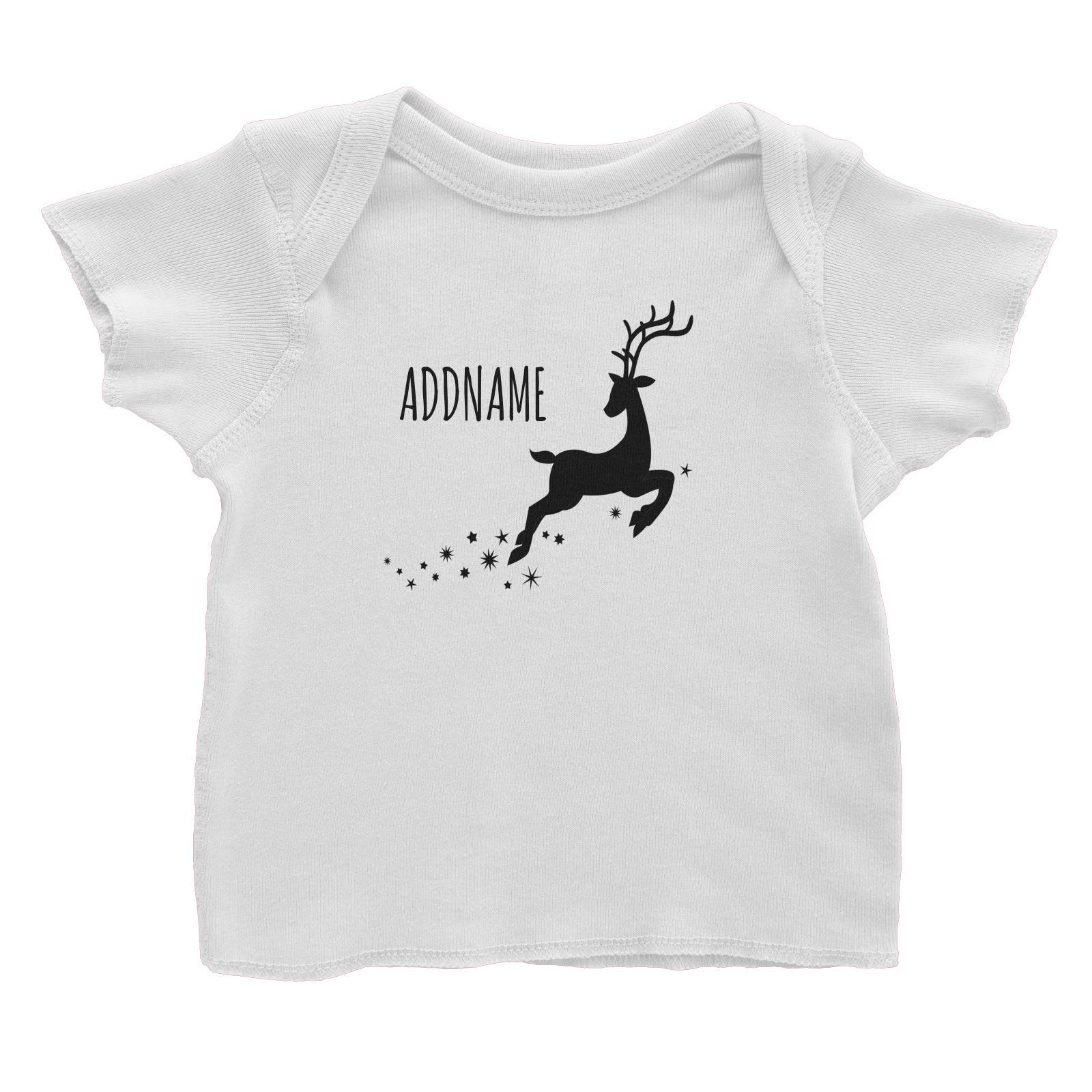 Flying Reindeer Silhouette Addname Baby T-Shirt Christmas Personalizable Designs Animal Matching Family