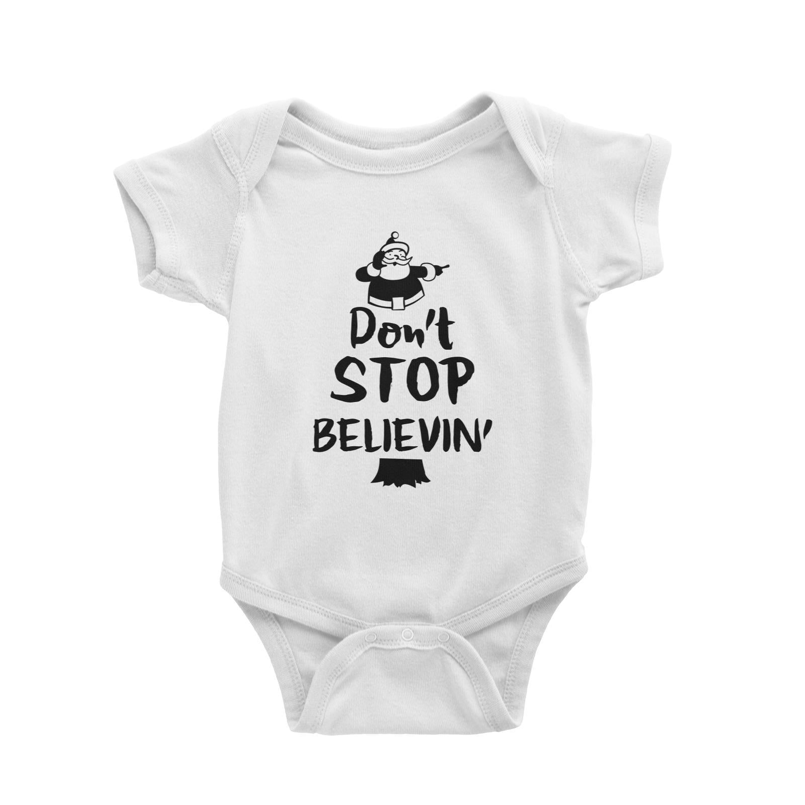 Don't Stop Believin Baby Romper Christmas Santa