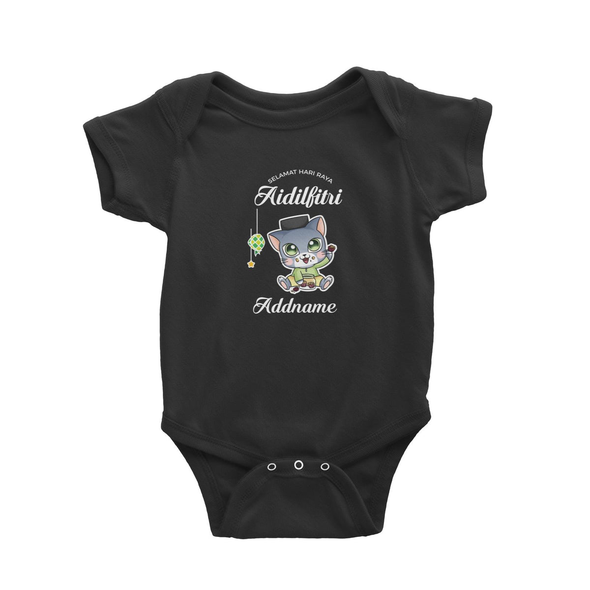 Raya Cute Animals Baby Boy Cat Wishes Selamat Hari Raya Aidilfitri Baby Romper