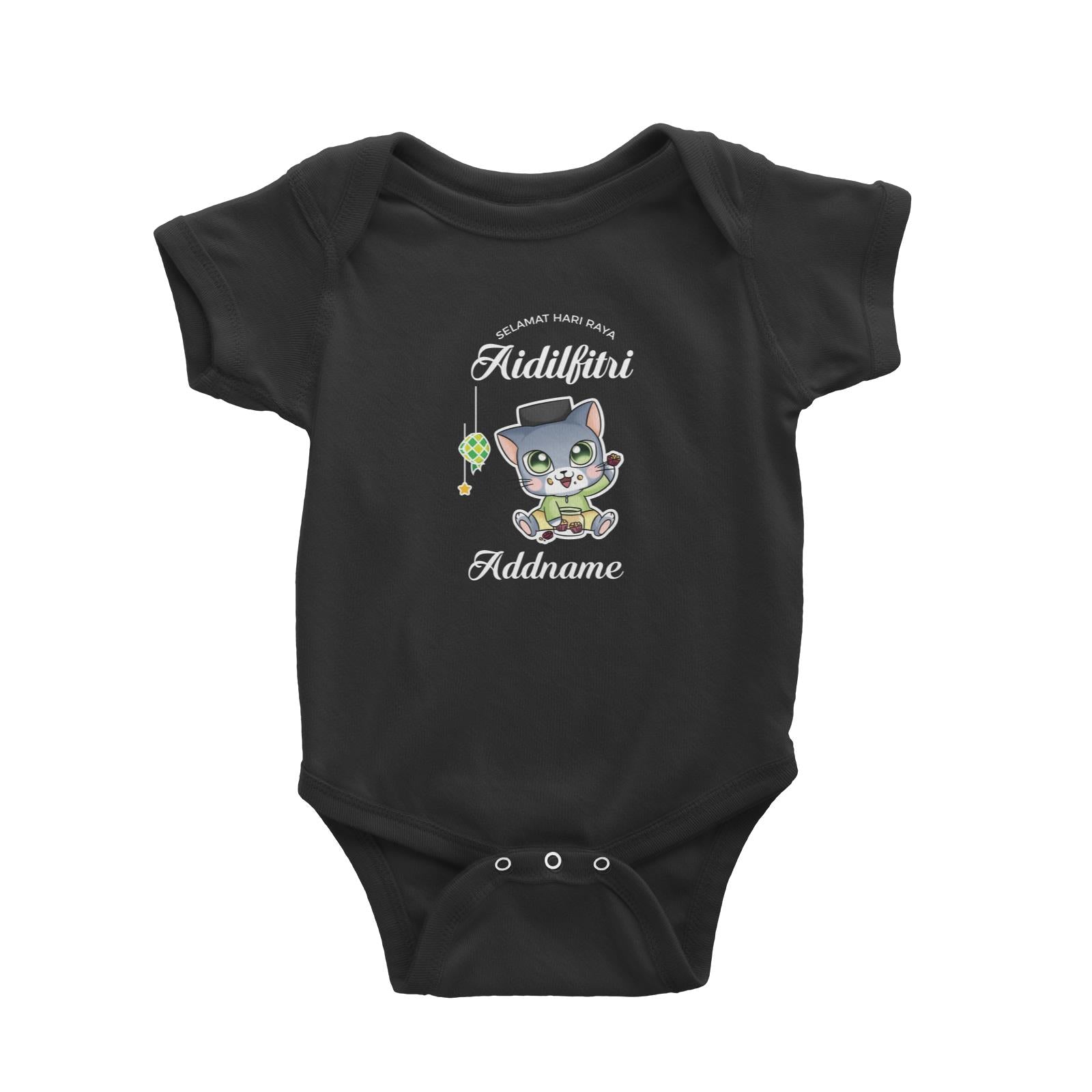 Raya Cute Animals Baby Boy Cat Wishes Selamat Hari Raya Aidilfitri Baby Romper