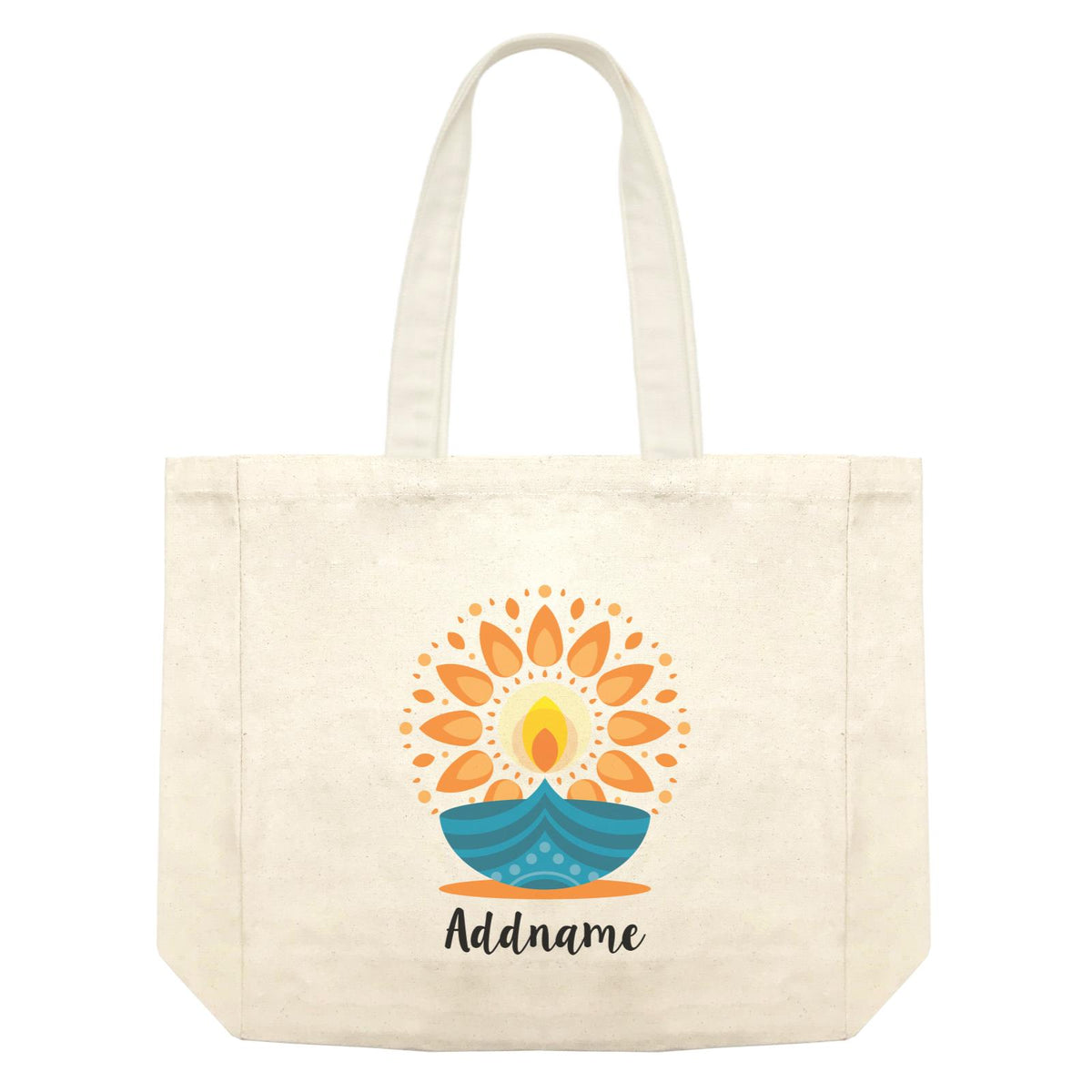 Deepavali Cute Diyas Mandala Addname Shopping Bag