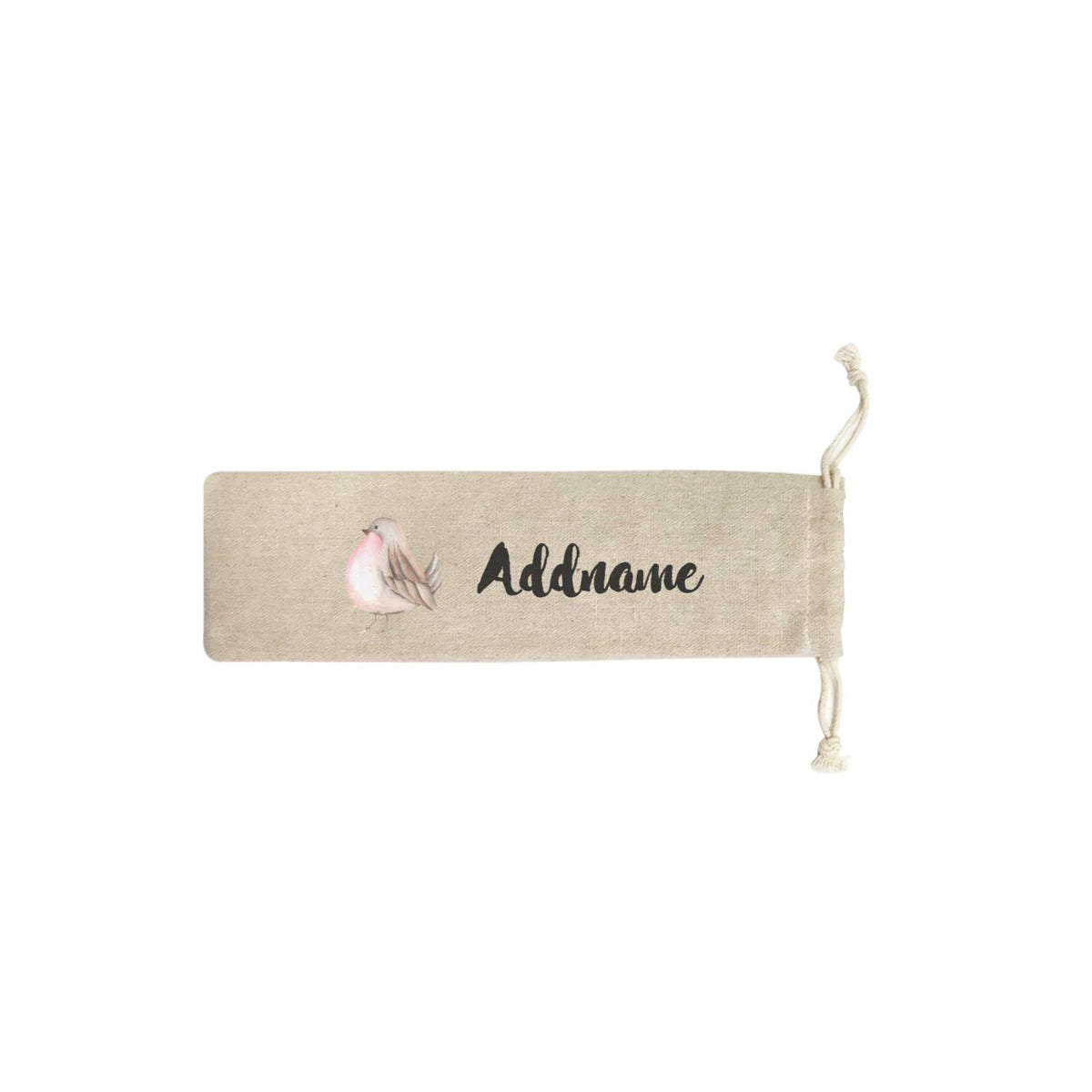 Watercolour Animal Sweet Pink Bird Addname SB Straw Pouch (No Straws included)