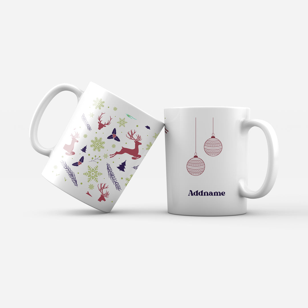 Christmas Series Mugs - Jubilant Reindeers Natural