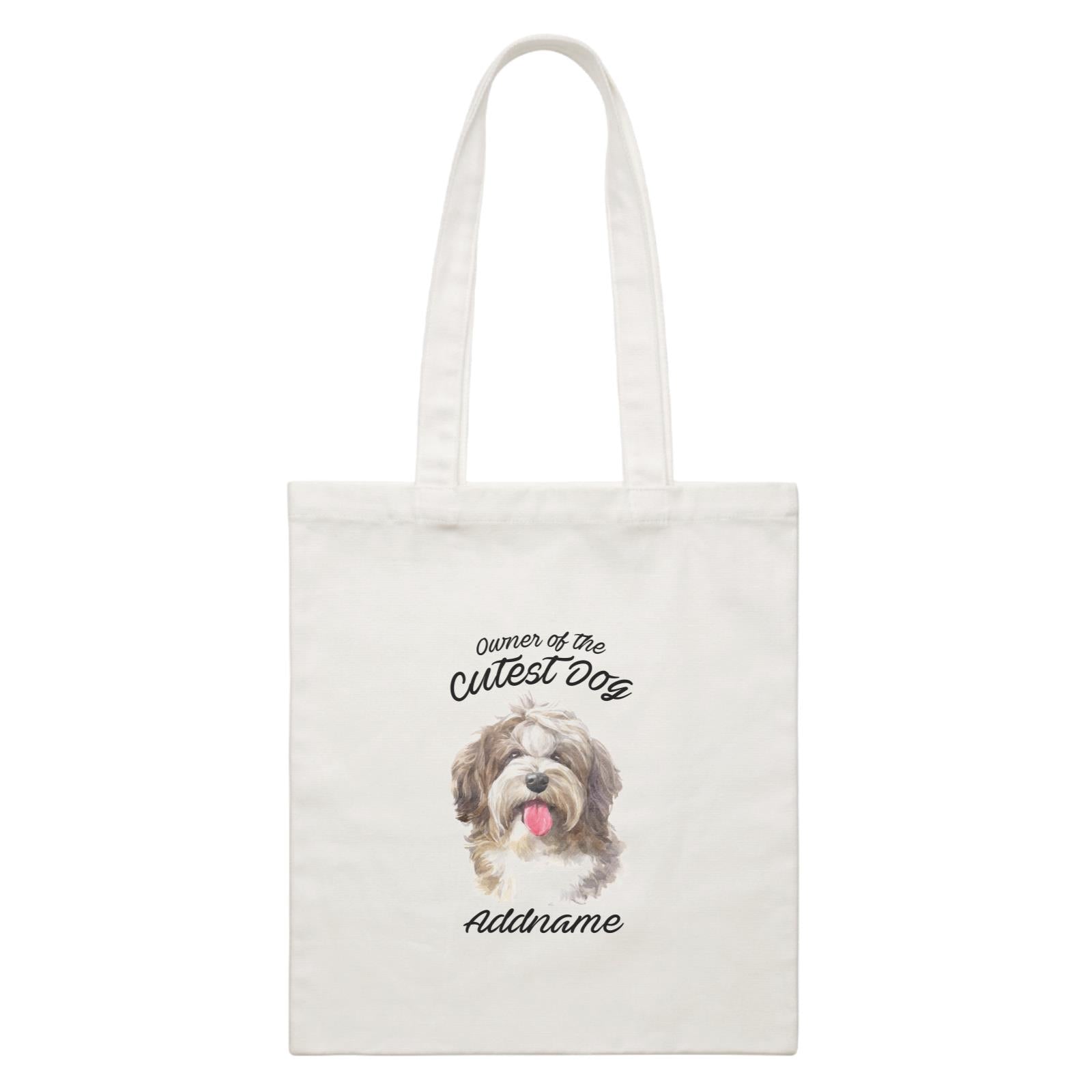 Watercolor Dog Owner Of The Cutest Dog Shaggy Havanese Addname White Canvas Bag