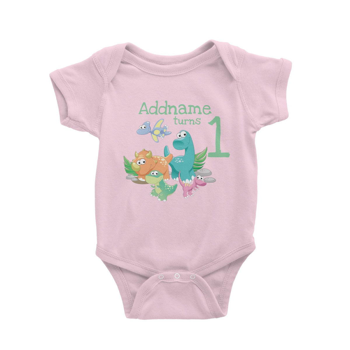 Dinosaurs Birthday Theme Personalizable with Name and Number Baby Romper