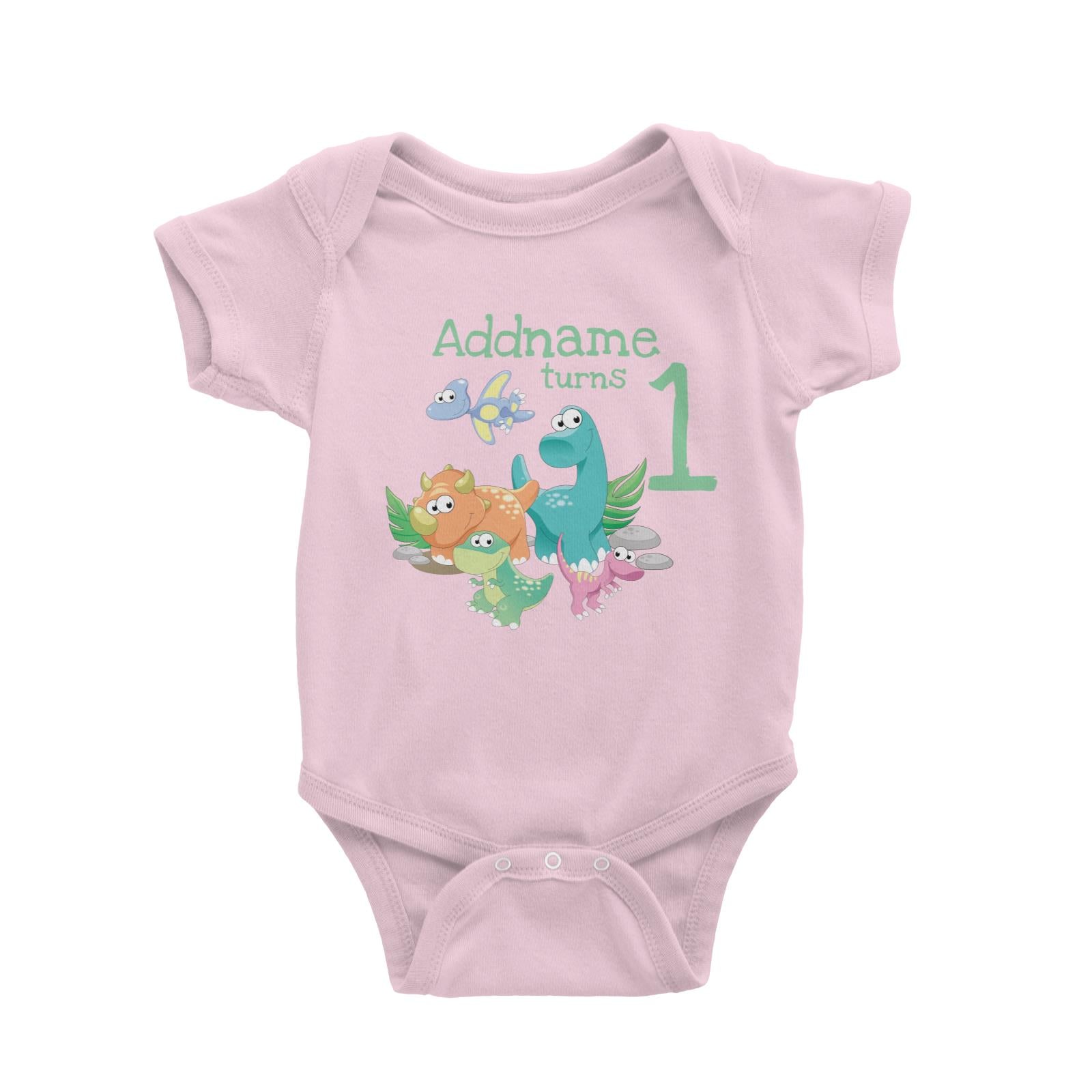 Dinosaurs Birthday Theme Personalizable with Name and Number Baby Romper
