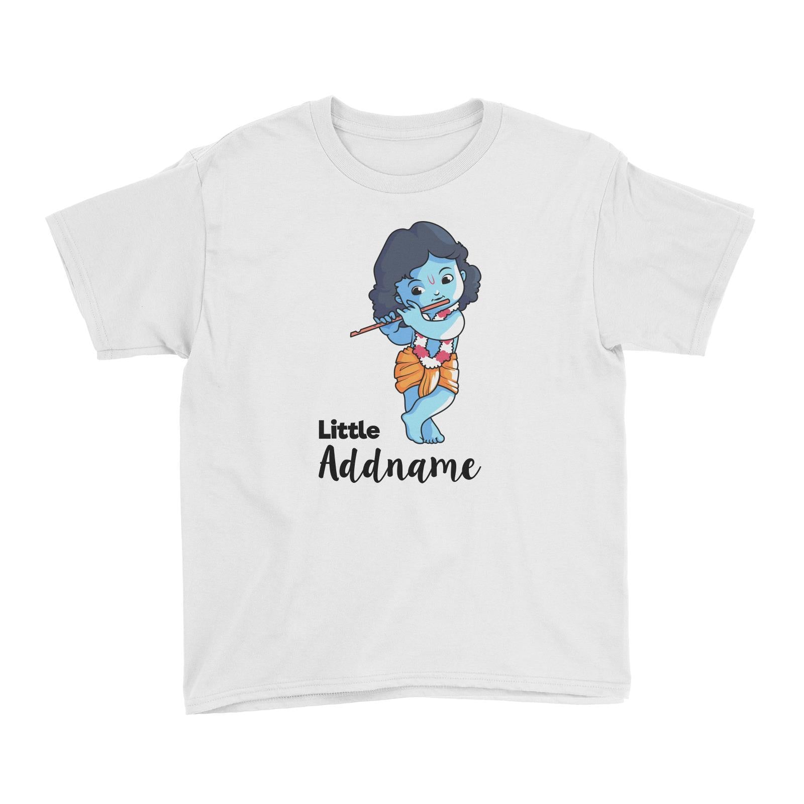Cute Krishna With Flower Garland Playing Flute Little Addname Kid's T-Shirt