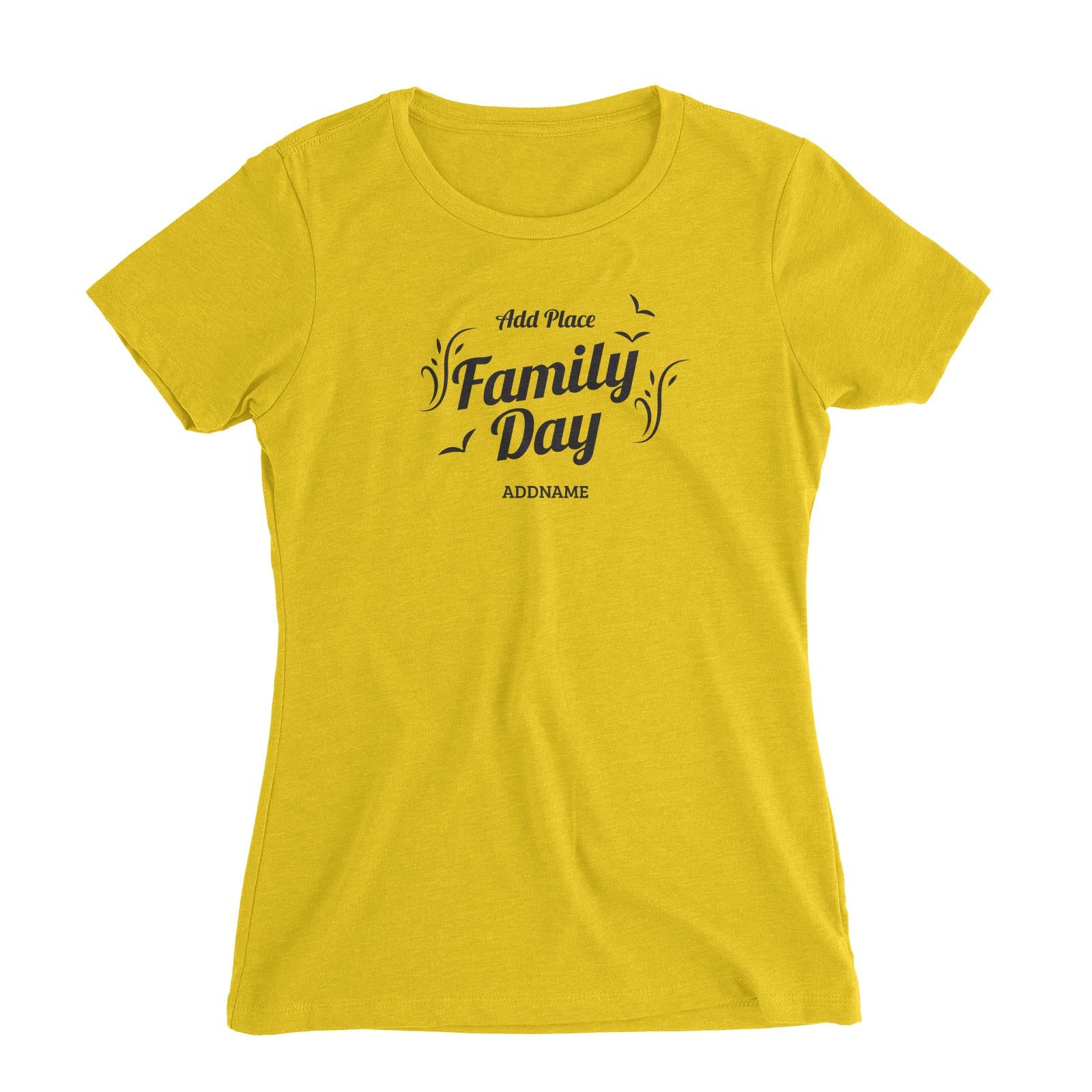 Family Day Flight Birds Icon Family Day Addname And Add Place Women Slim Fit T-shirt