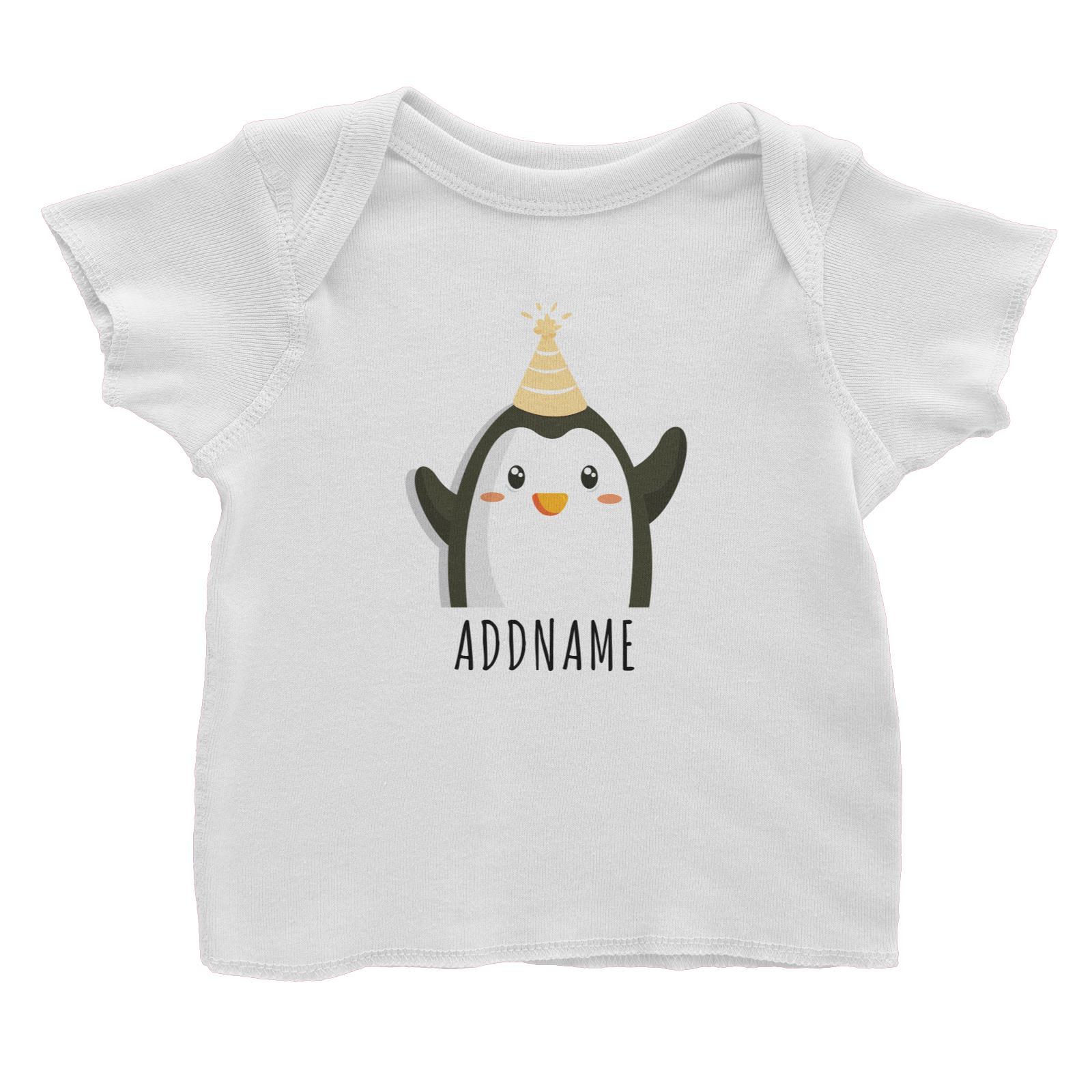 Birthday Cute Penguin Wearing Party Hat Addname Baby T-Shirt