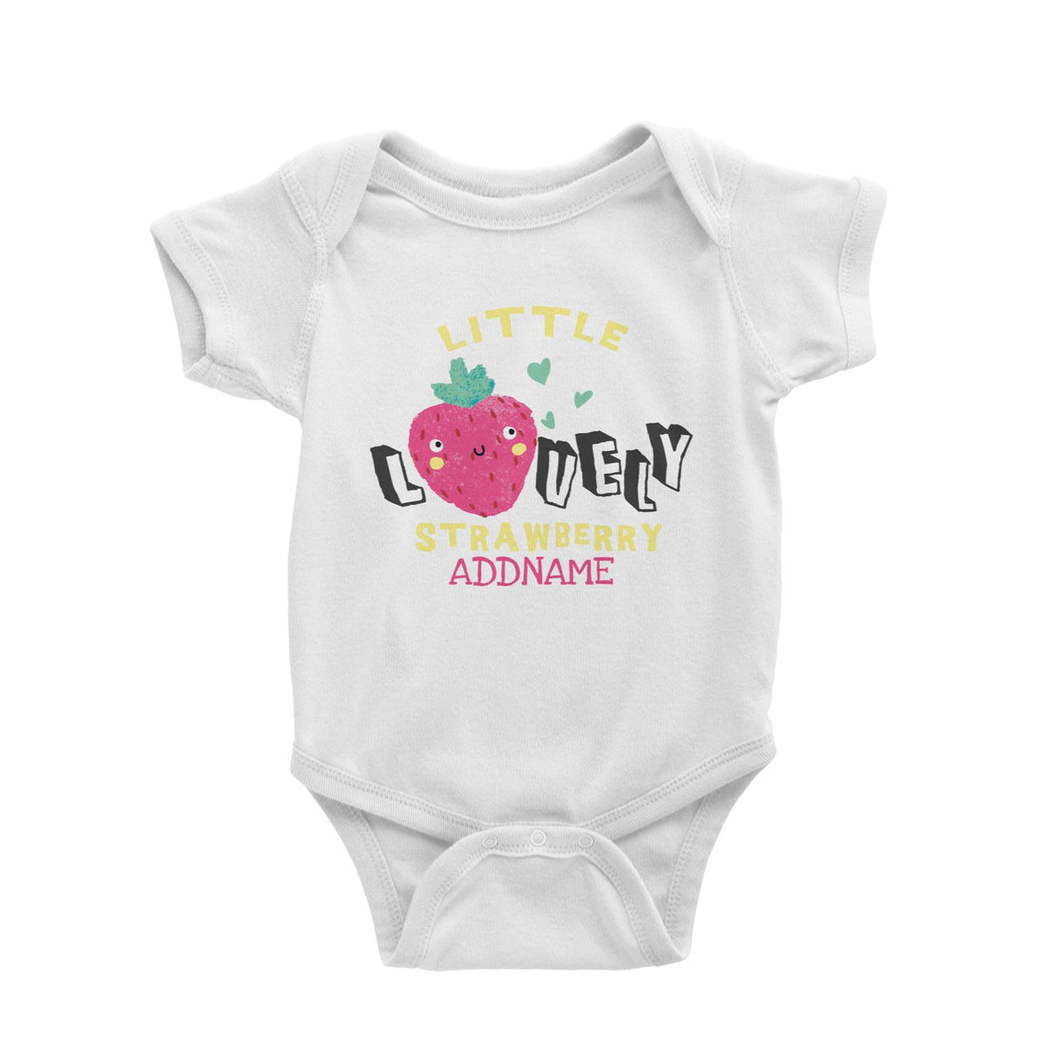 Little Lovely Strawberry Addname White Baby Romper