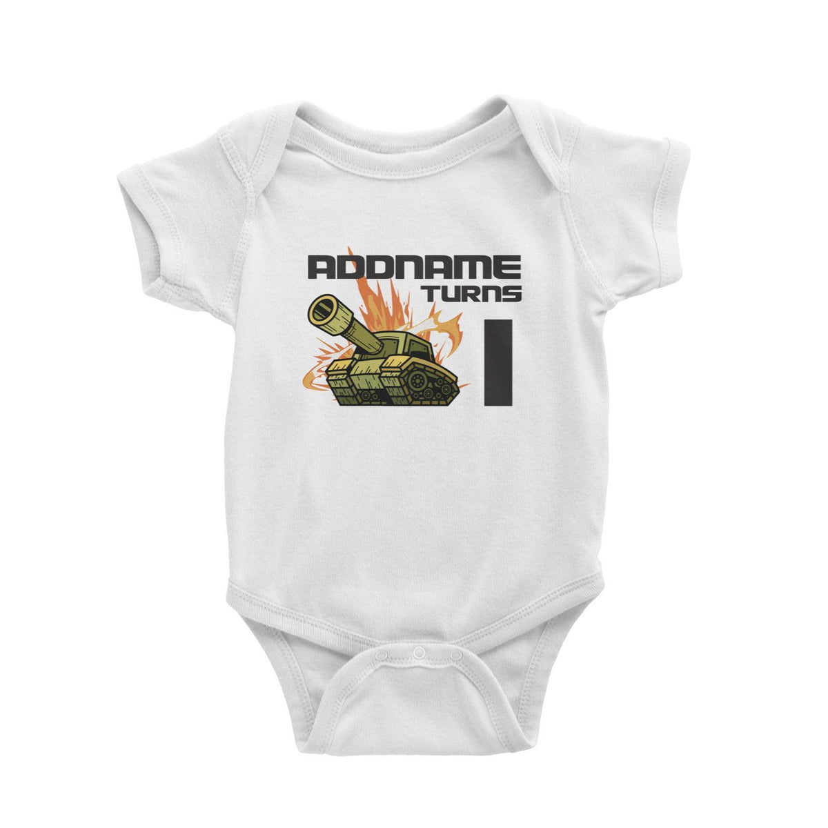 Birthday Battle Theme Tank Addname Turns 1 Baby Romper