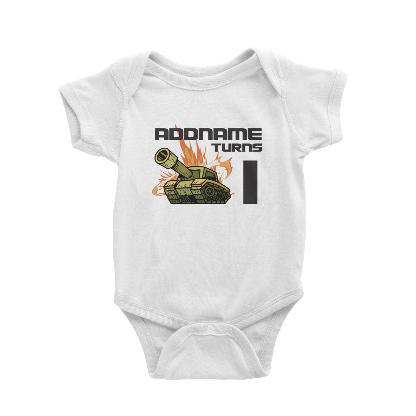 Birthday Battle Theme Tank Addname Turns 1 Baby Romper