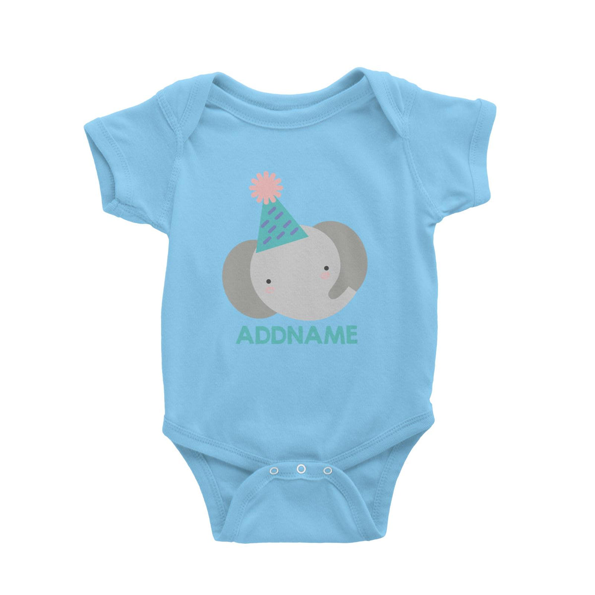Cute Elephant with Party Hat Birthday Theme Baby Romper