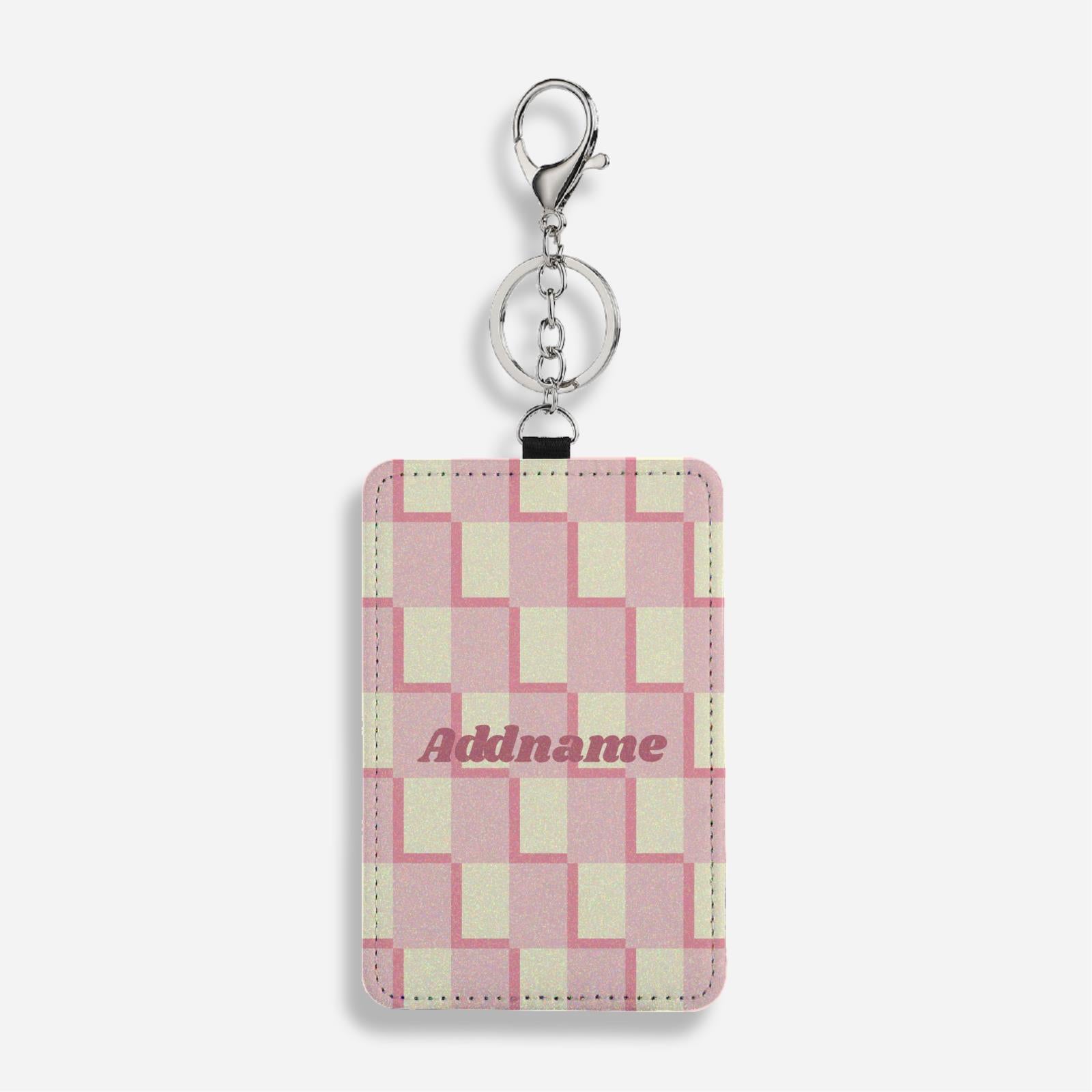 Checkered Series Cardholder Keychain - Pink
