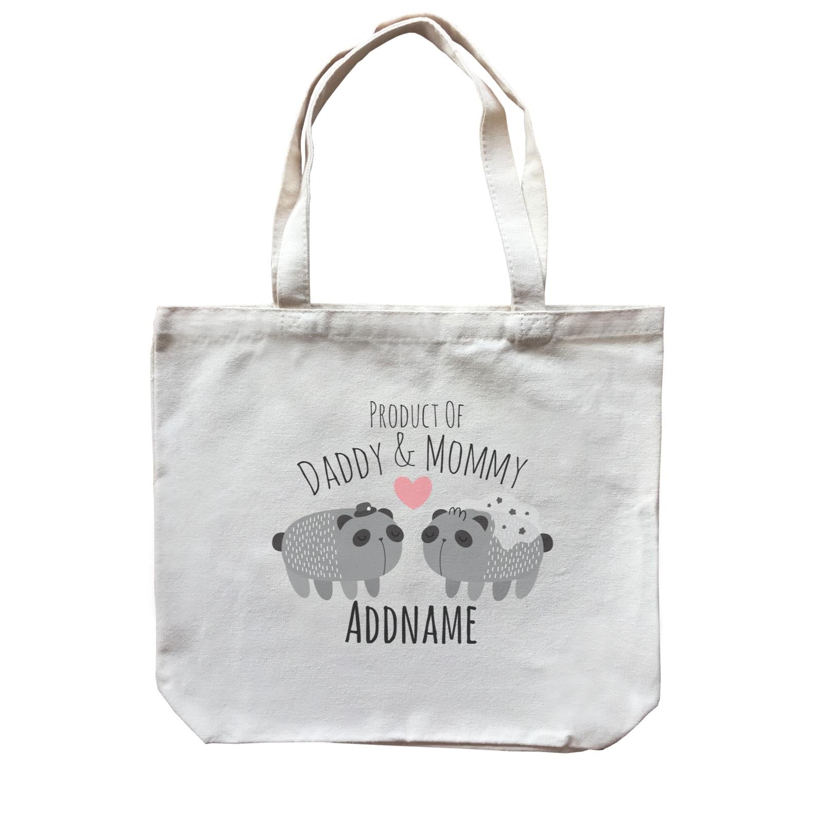 Drawn Mom & Dad Love Panda Addname Canvas Bag