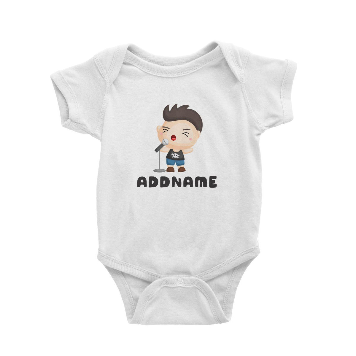 Birthday Music Band Boy Singing Mic Addname Baby Romper