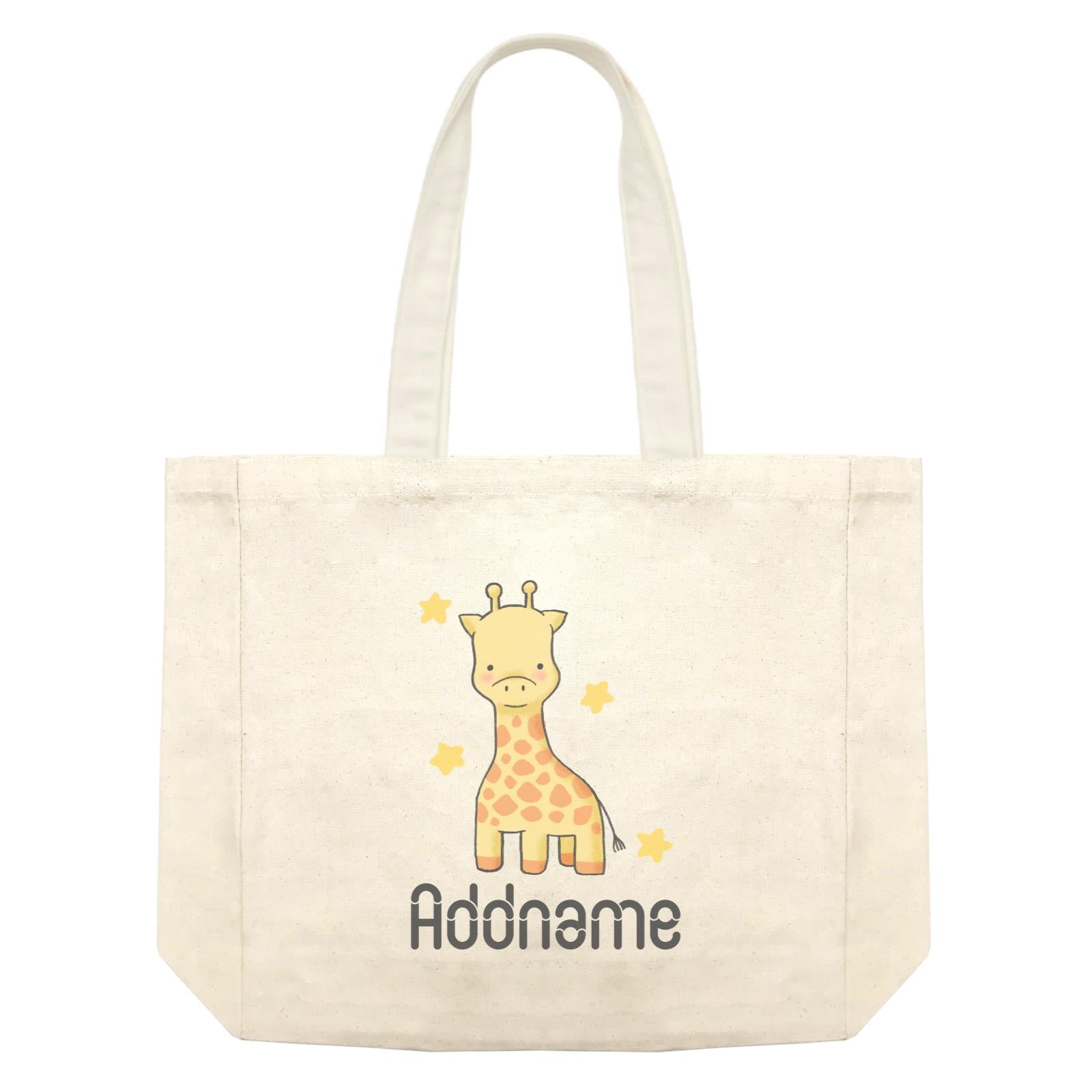 Cute Hand Drawn Style Giraffe Addname Shopping Bag