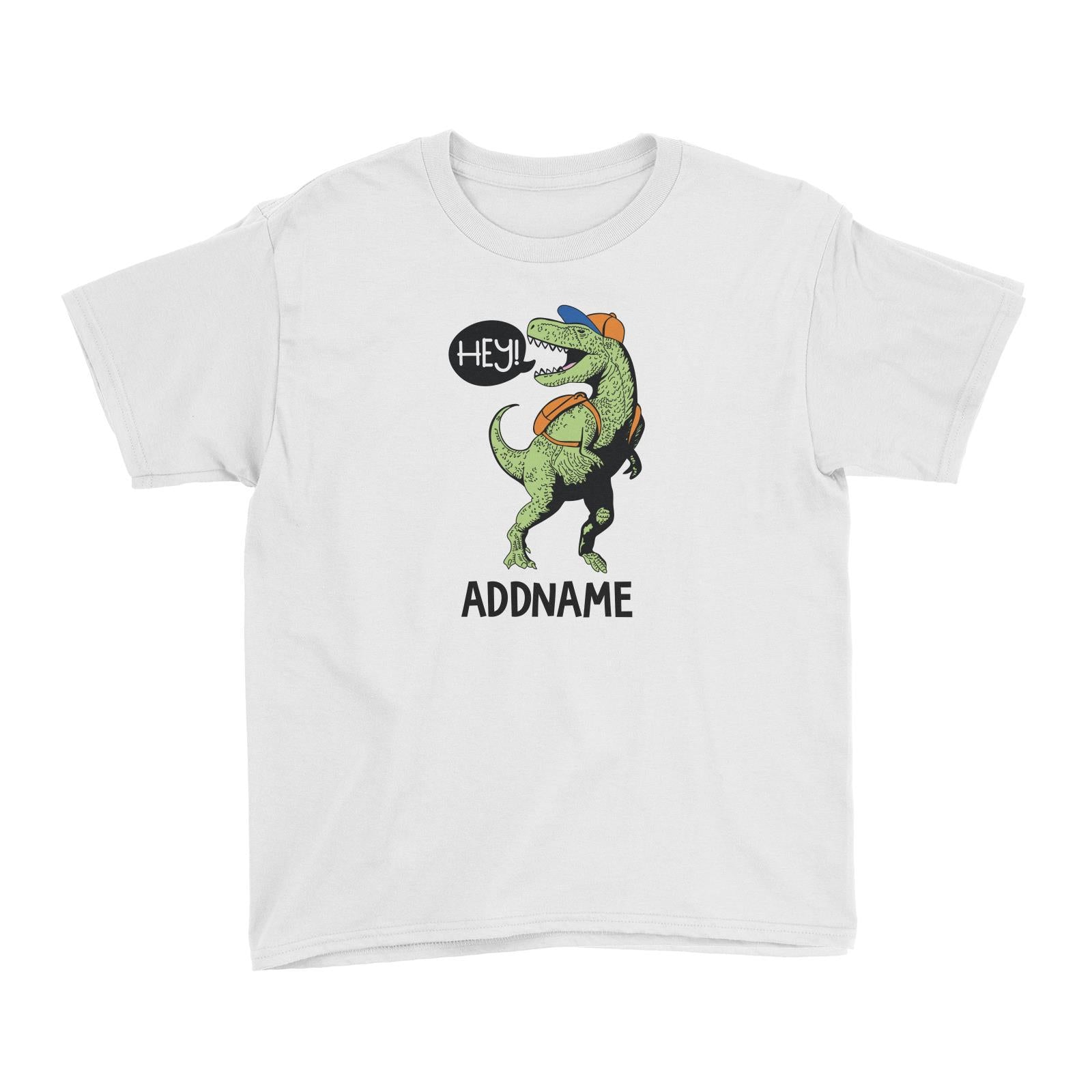 Cool Vibrant Series Hey Dinosaur With Back Pack Addname Kid's T-Shirt