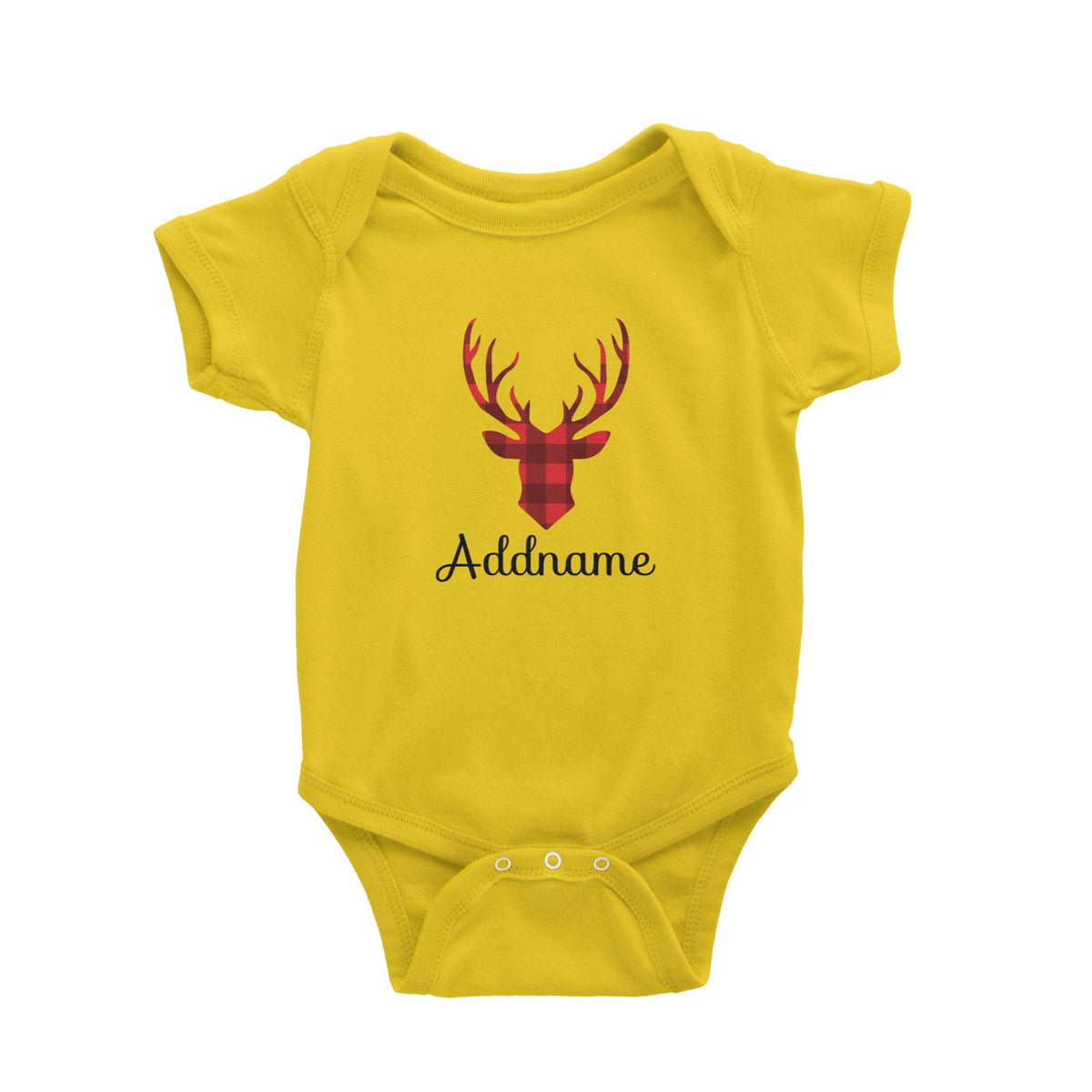 Christmas SeriesReindeer Silhouette Check Pattern Baby Romper