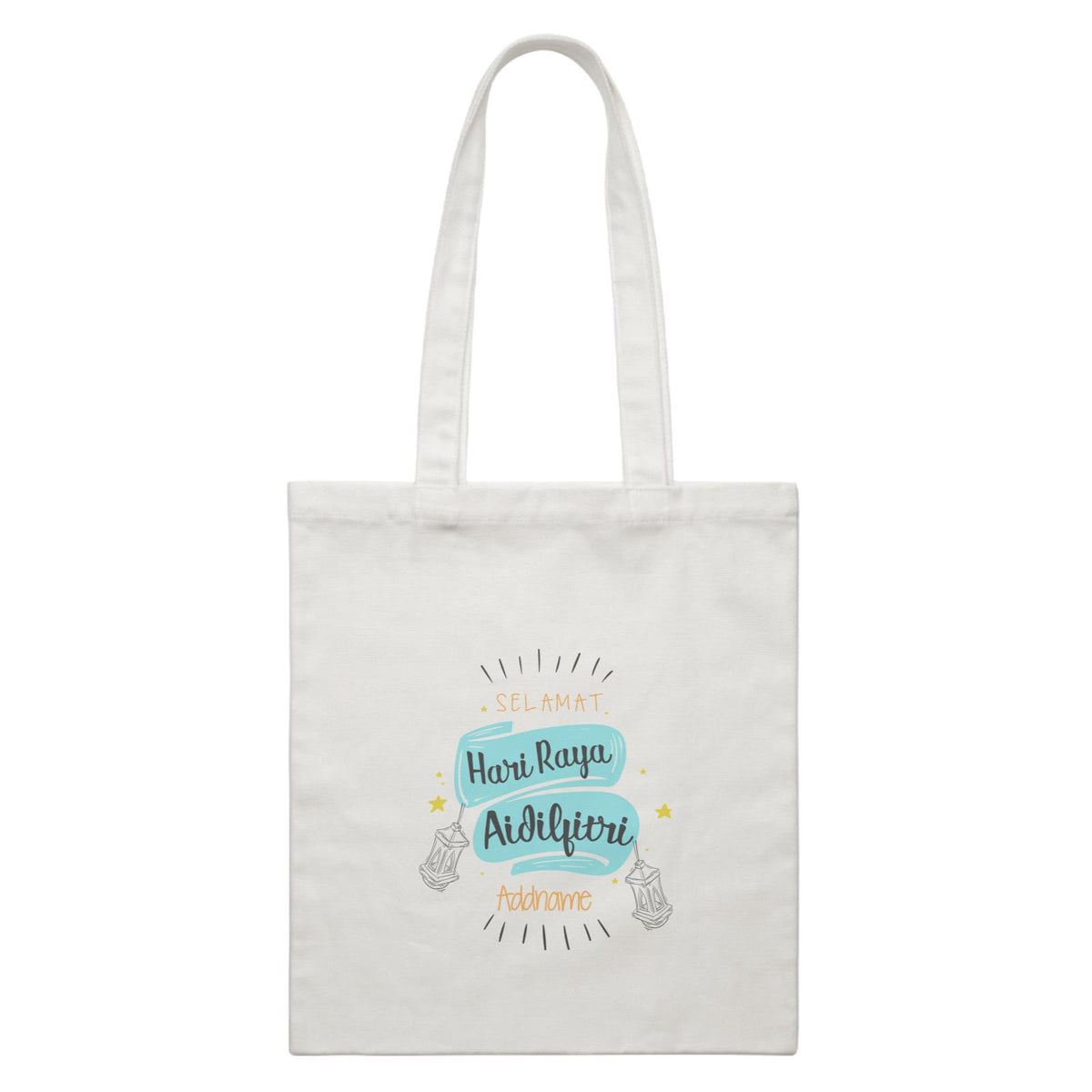 Raya Banner Selamat Hari Raya Aidilfitri Addname Accessories White Canvas Bag