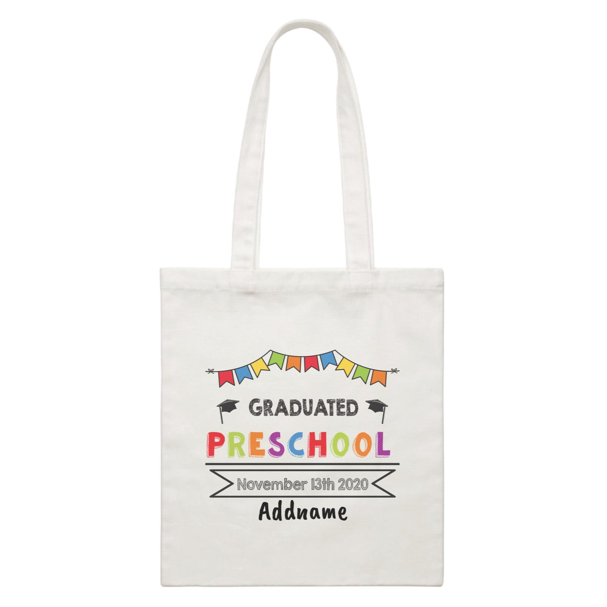 Graduation Series Colorful Graduated Pre-school White Canvas Bag