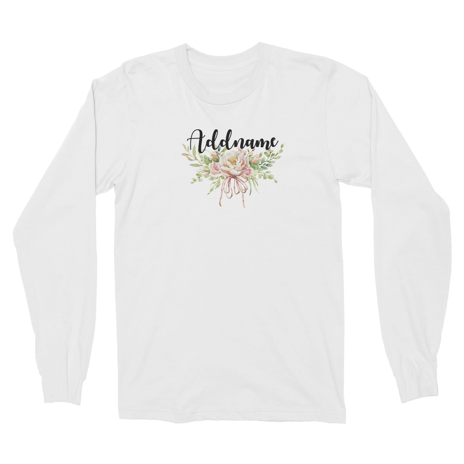 Bridesmaid Floral Sweet 2 Watercolour Big Flower Addname Long Sleeve Unisex T-Shirt