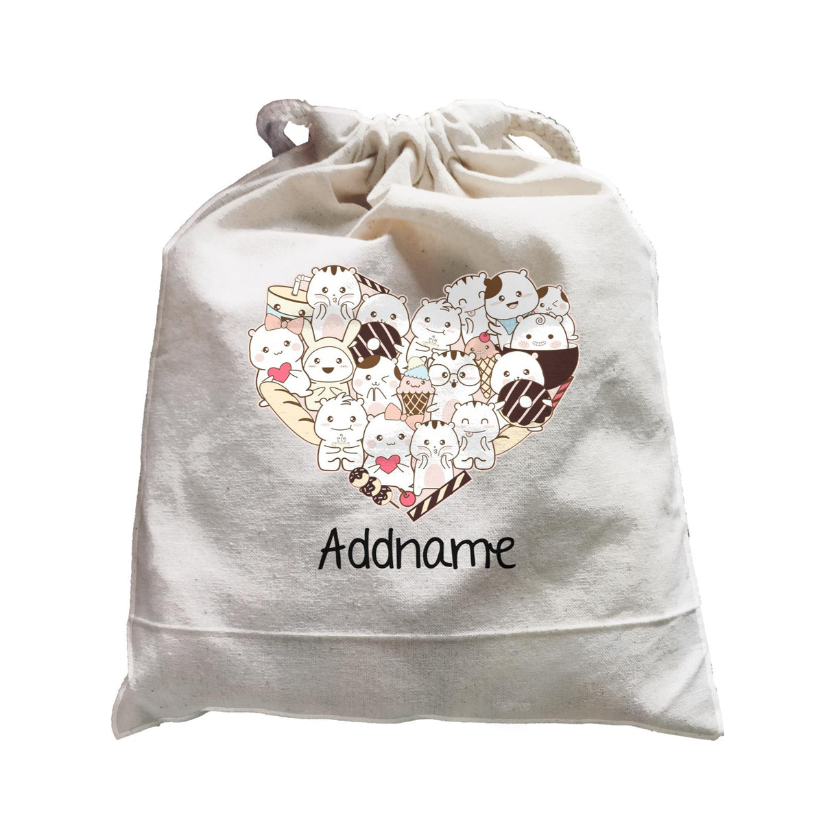 Cute Animals And Friends Series Cute Hamster Group Heart Addname Satchel