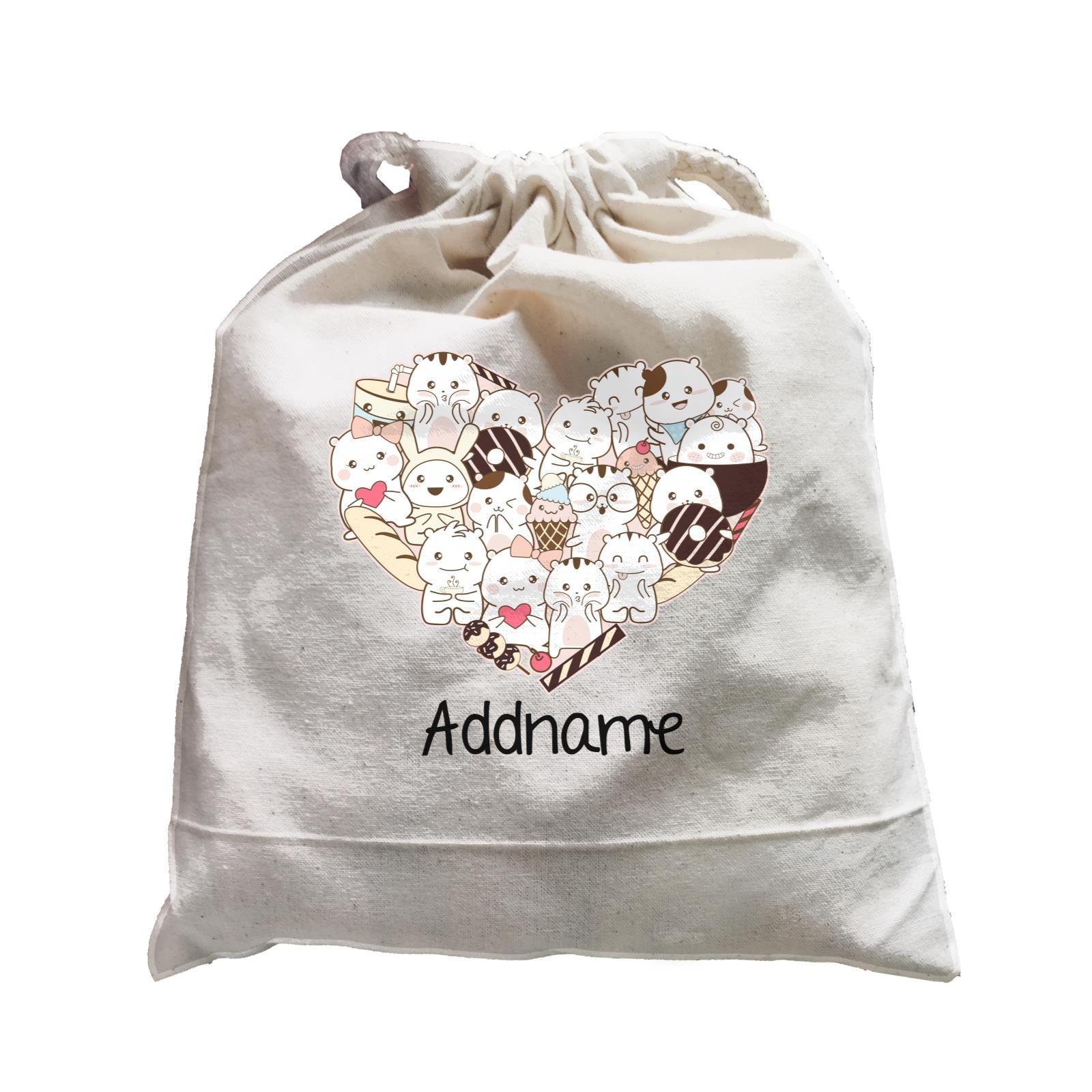 Cute Animals And Friends Series Cute Hamster Group Heart Addname Satchel