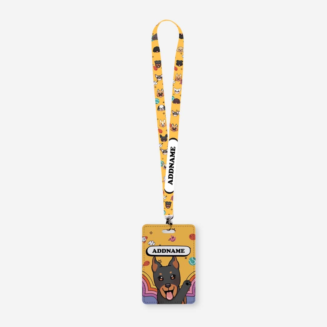 Paw Print Series Lanyard with Cardholder - Doberman