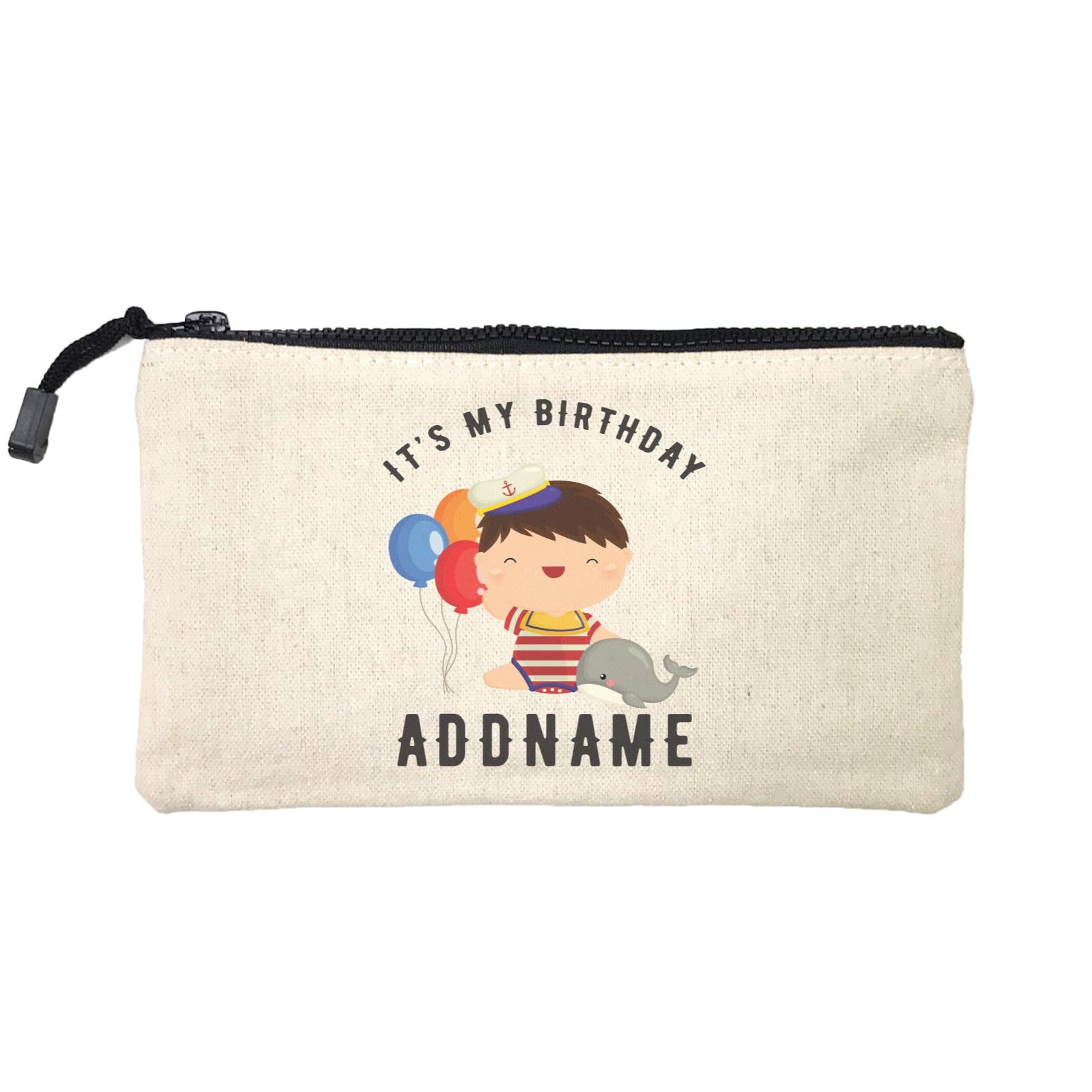 Birthday Sailor Baby Boy With Balloon It's My Birthday Addname Mini Accessories Stationery Pouch