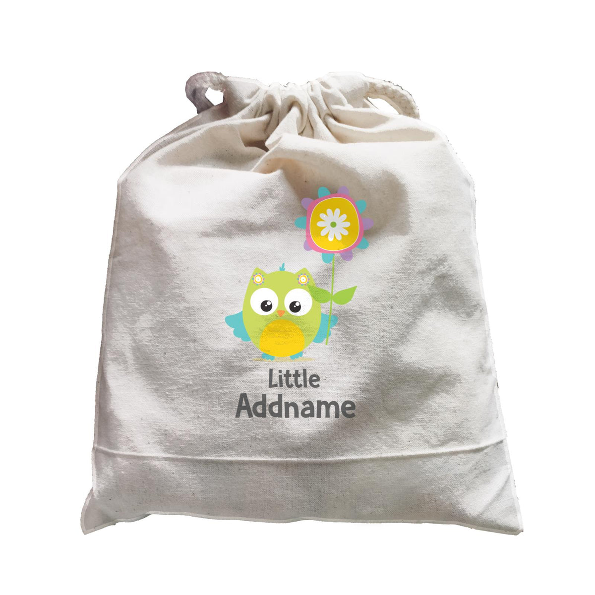 Cute Owls Green with Flower Little Addname Satchel