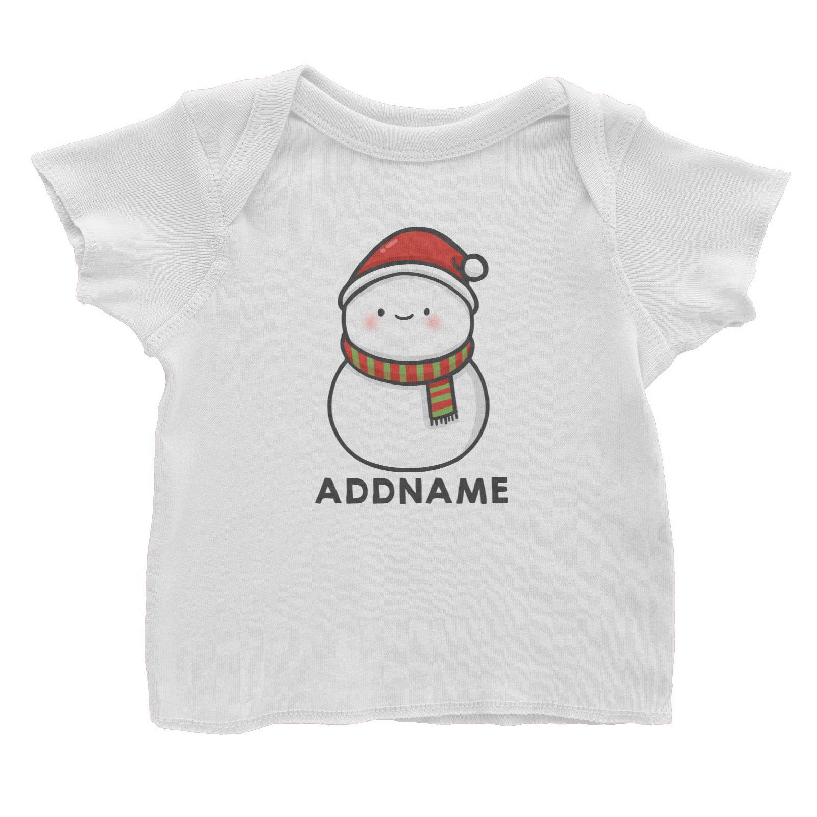 Xmas Cute Snowman Facing Foward Addname Baby T-Shirt