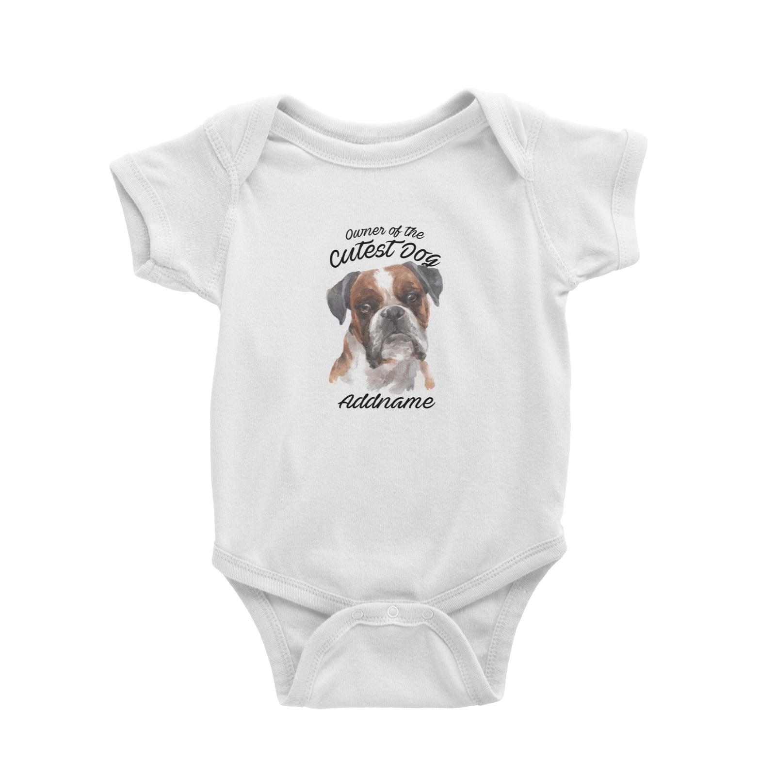 Watercolor Dog Owner Of The Cutest Dog Boxer Black Ears Addname Baby Romper