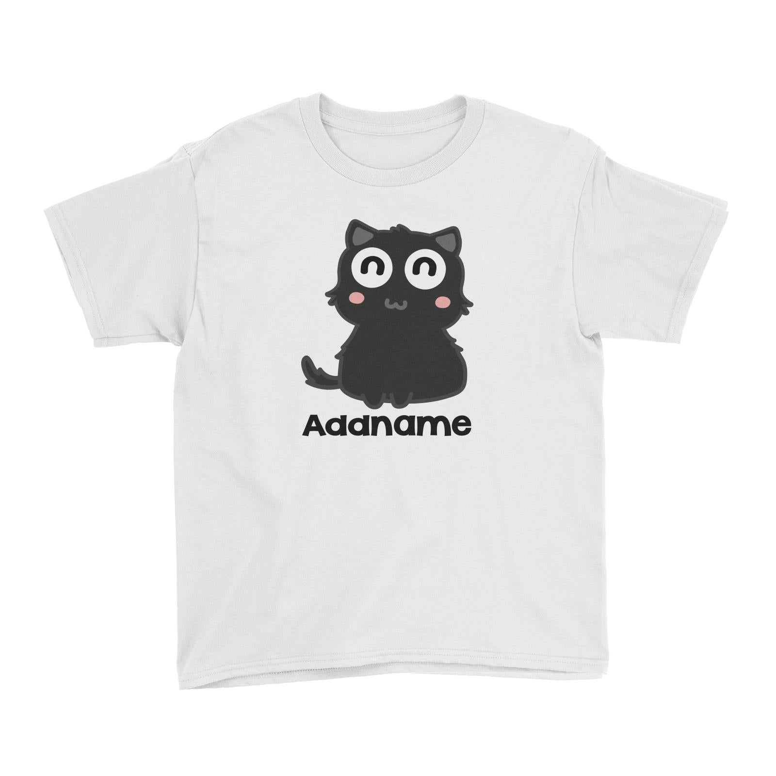 Drawn Adorable Cats Black Addname Kid's T-Shirt