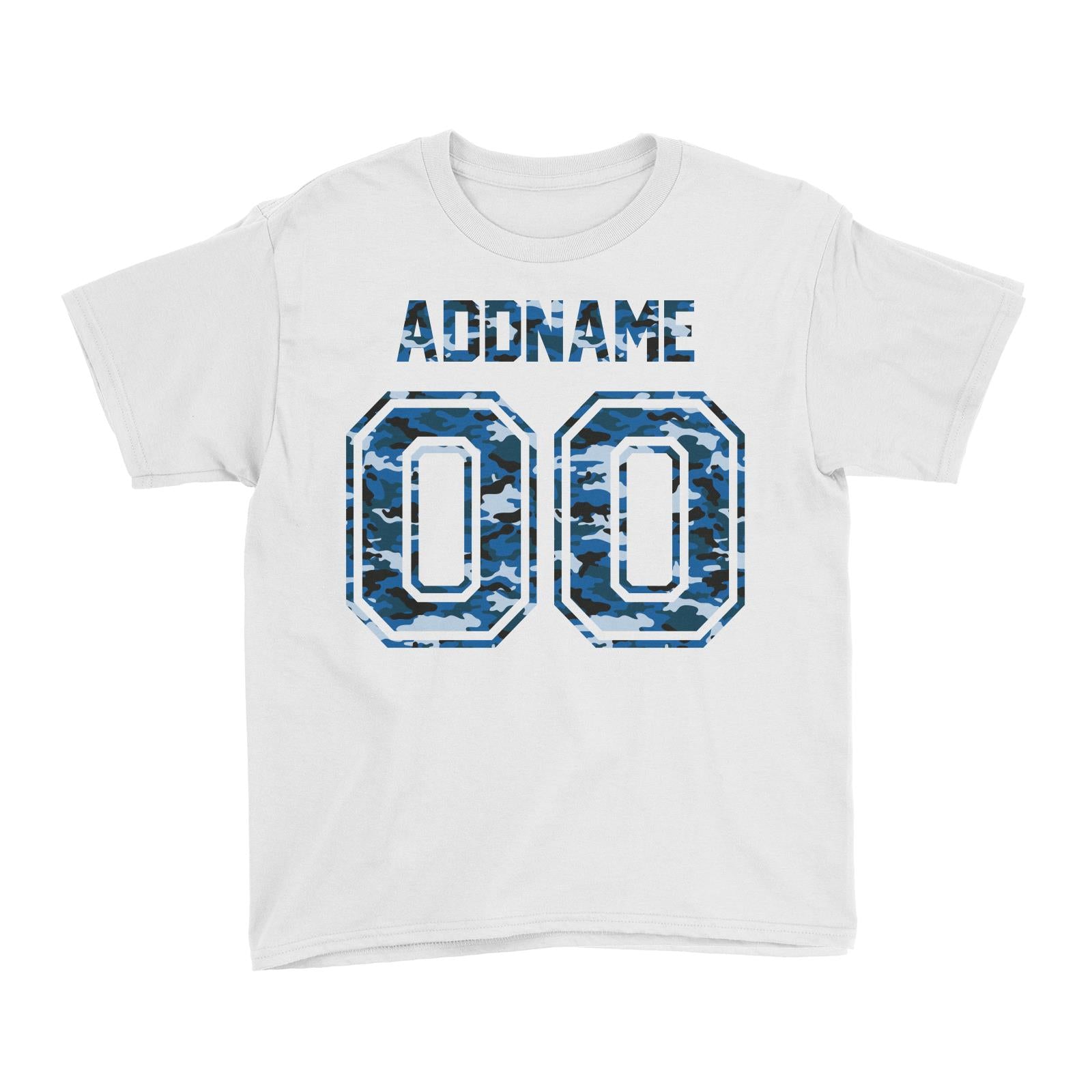 Jersey Blue Camo With Name and Number Kid's T-Shirt
